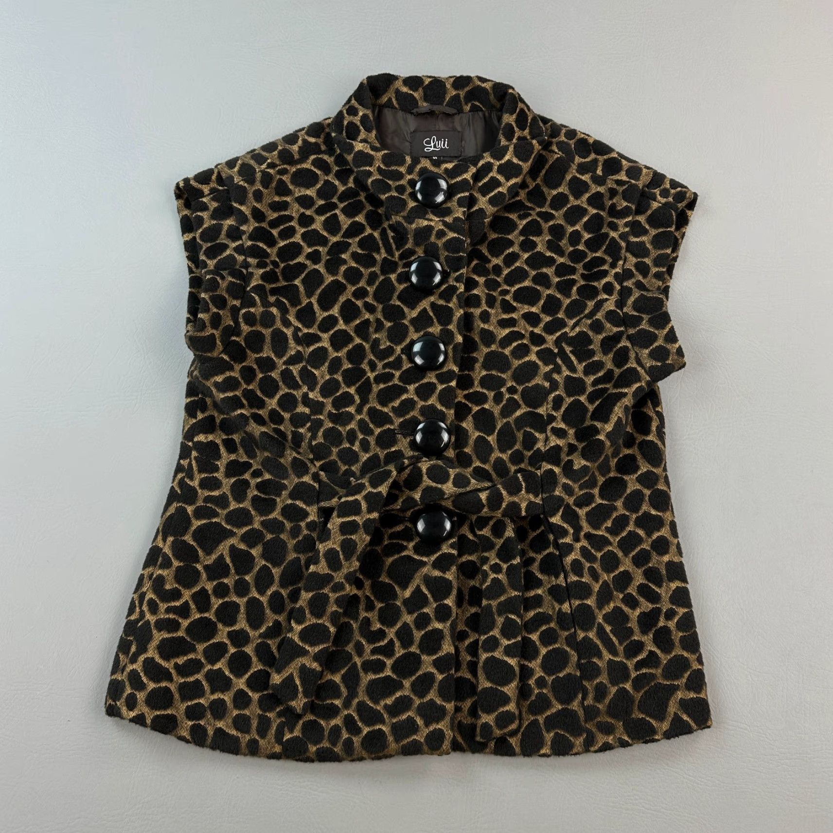 Anthropologie Luii Jacket Women's XL Leopard Print Belted Dress Coat Sleeveless Size XL / US 12-14 / IT 48-50 - 2 Thumbnail