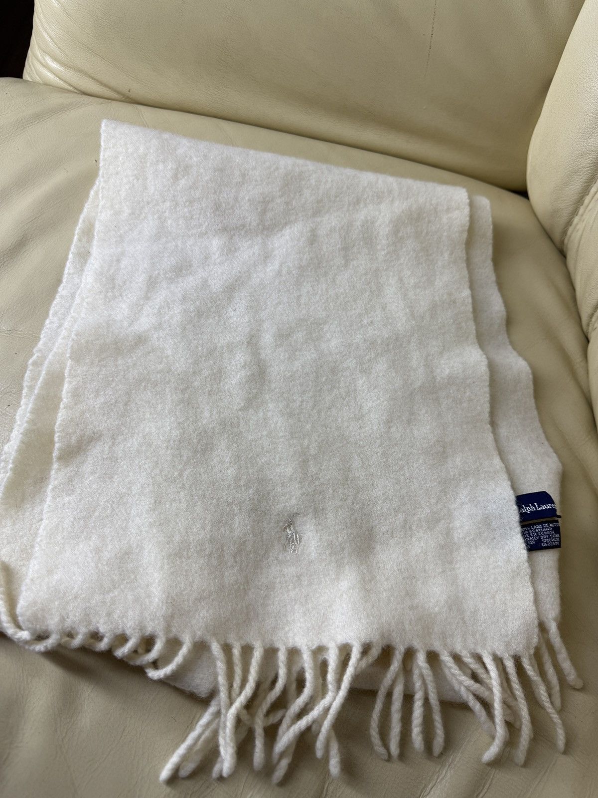 Polo Ralph Lauren Vintage Polo Ralph Lauren Wool Scarf Muffer white beige Size ONE SIZE - 7 Thumbnail