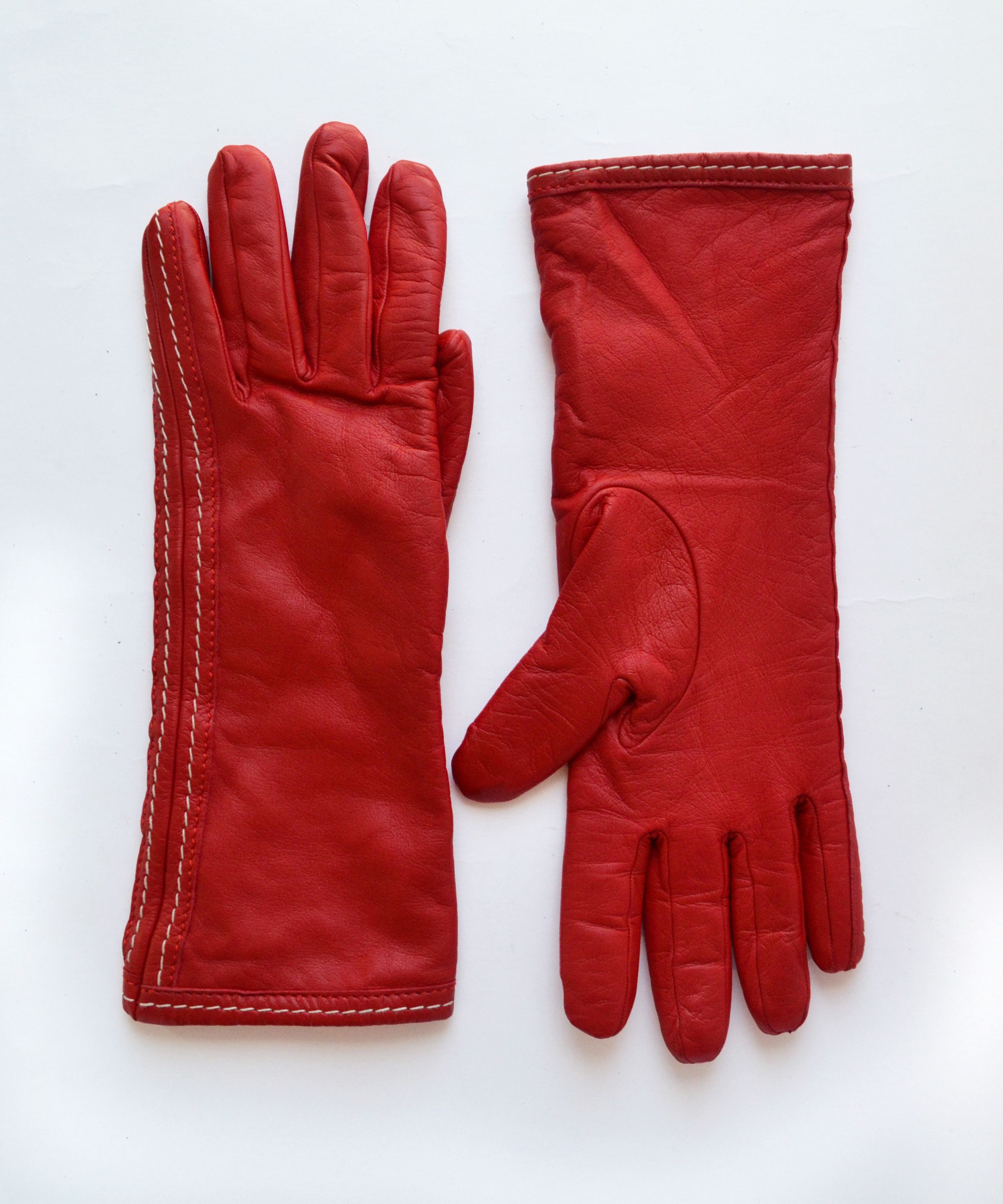 Jil Sander JIL SANDER Gloves Leather Red Vintage Wool by RAF SIMONS Size ONE SIZE - 1 Thumbnail