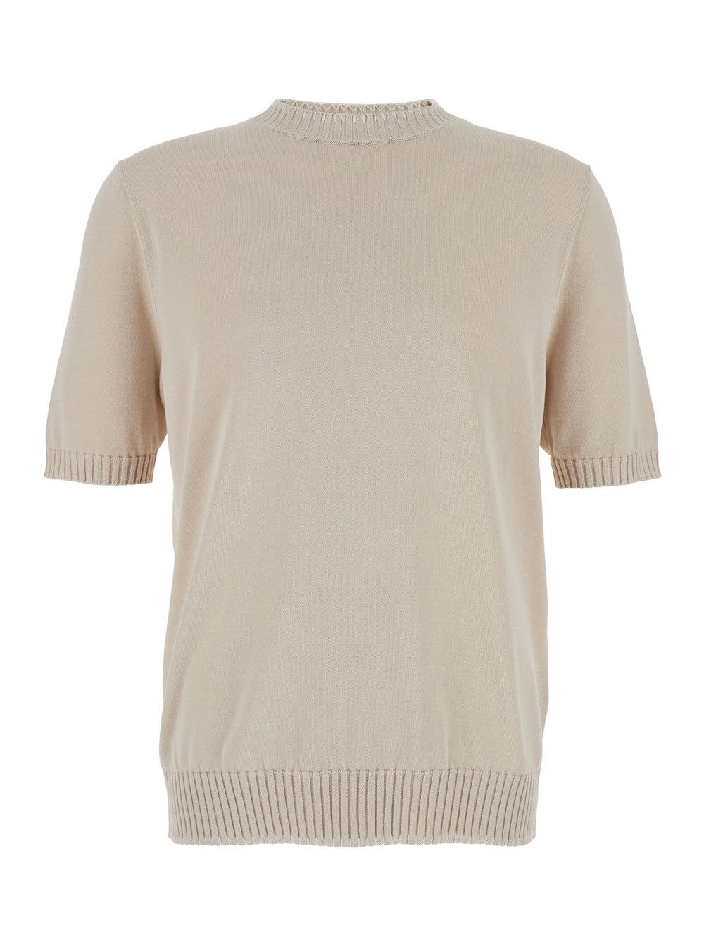 Eleventy Grey Crewneck T-Shirt with Ribbed Trims in Cotton Woman Size US L / EU 52-54 / 3 - 1 Thumbnail