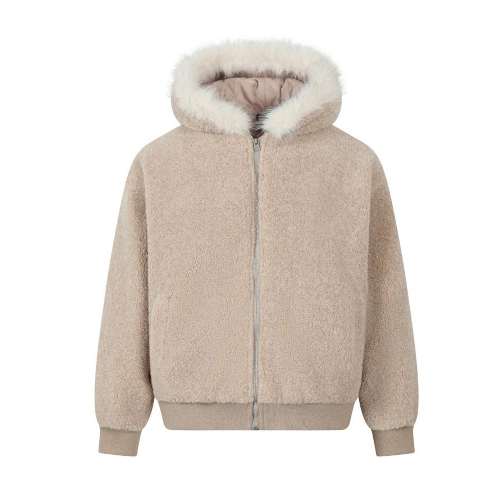 Japanese Brand Gray Faux Fur Hooded Teddy Jacket, Cozy Winter Outerwear Size US M / EU 48-50 / 2 - 4 Thumbnail