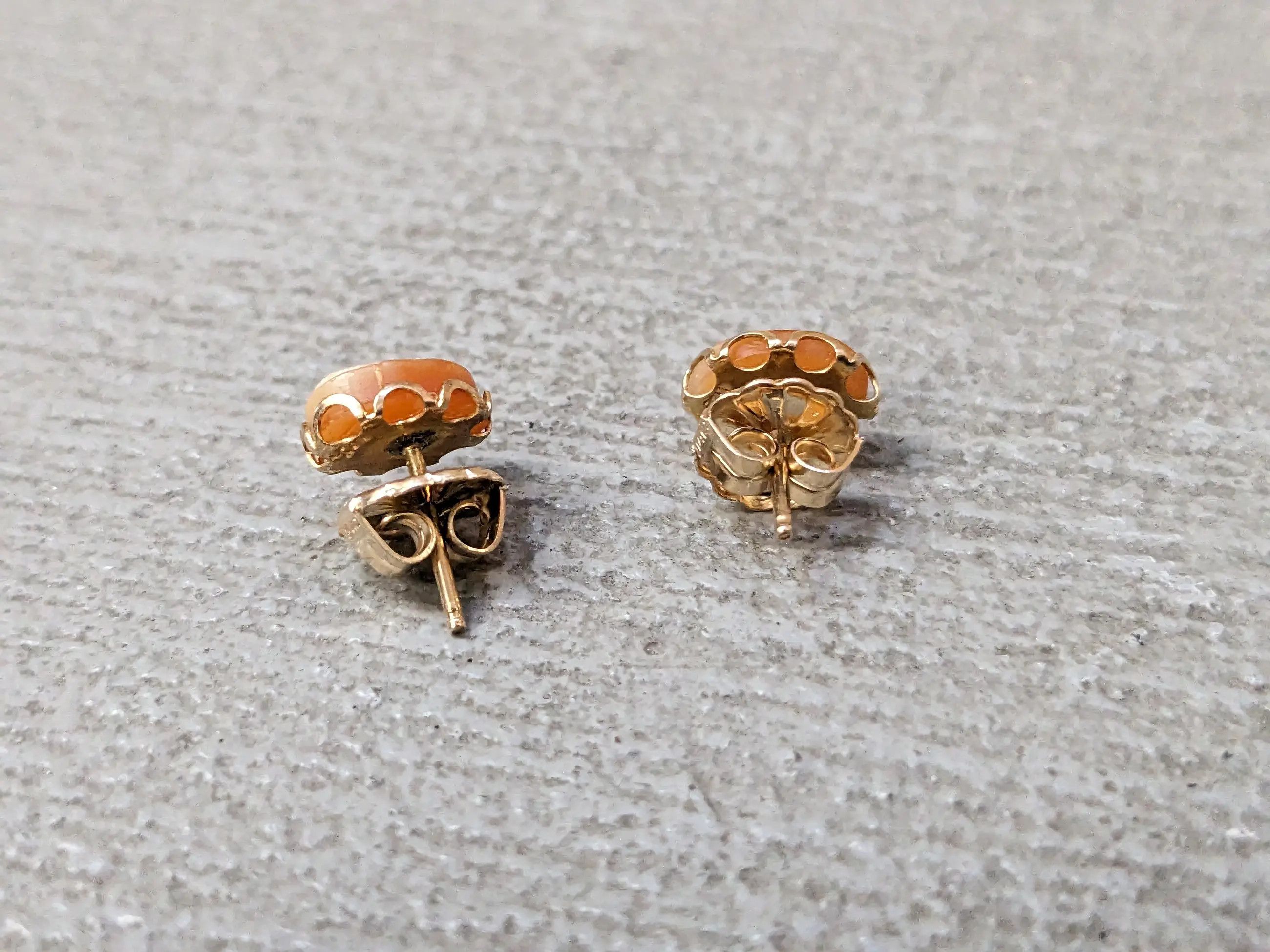 Jewelry × Vintage Vintage 14K Earrings Cameo Coral Oval Antique Woman Lady Size ONE SIZE - 5 Thumbnail