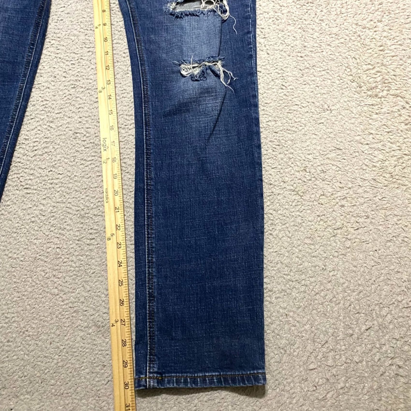 Vintage KUT from the Kloth Jeans Women sz 10 Blue Denim Medium Wash Distressed Mid Rise Jeans Womens Regular 5-Pocket Design Distressed Stretch Size 32" / US 10 / IT 46 - 6 Thumbnail