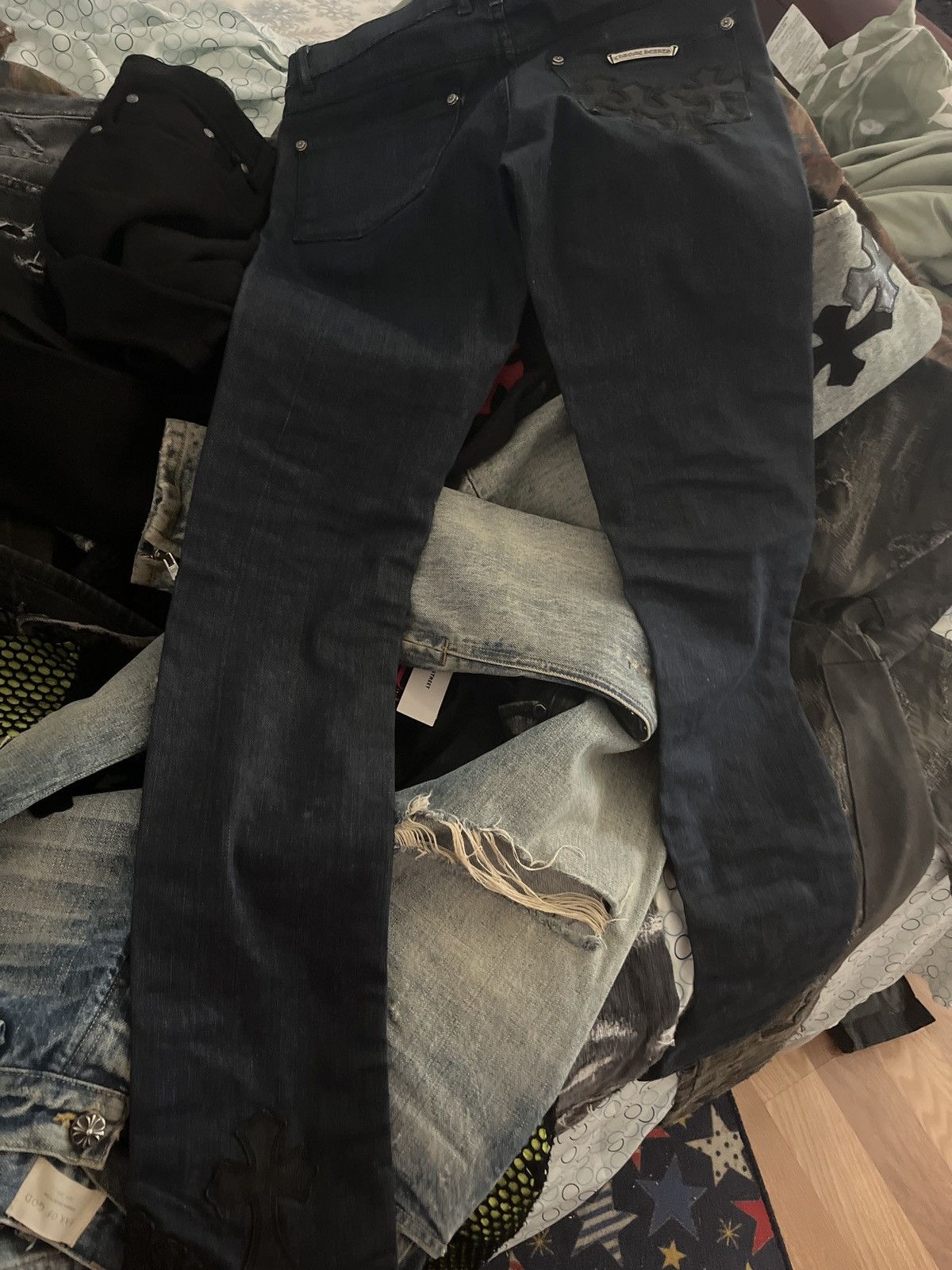 Chrome Hearts NFS - Chrome Hearts 1:1 April77 cross patch jeans Size US 28 / EU 44 - 5 Thumbnail