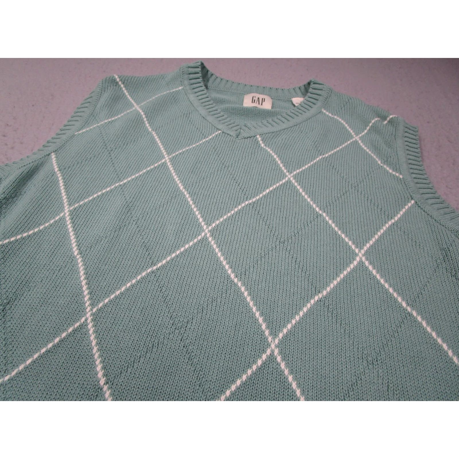 Gap VINTAGE Gap Sweater Mens XL Blue Argyle Vest Knit Pullover Sleeveless 90s Size US XL / EU 56 / 4 - 2 Thumbnail