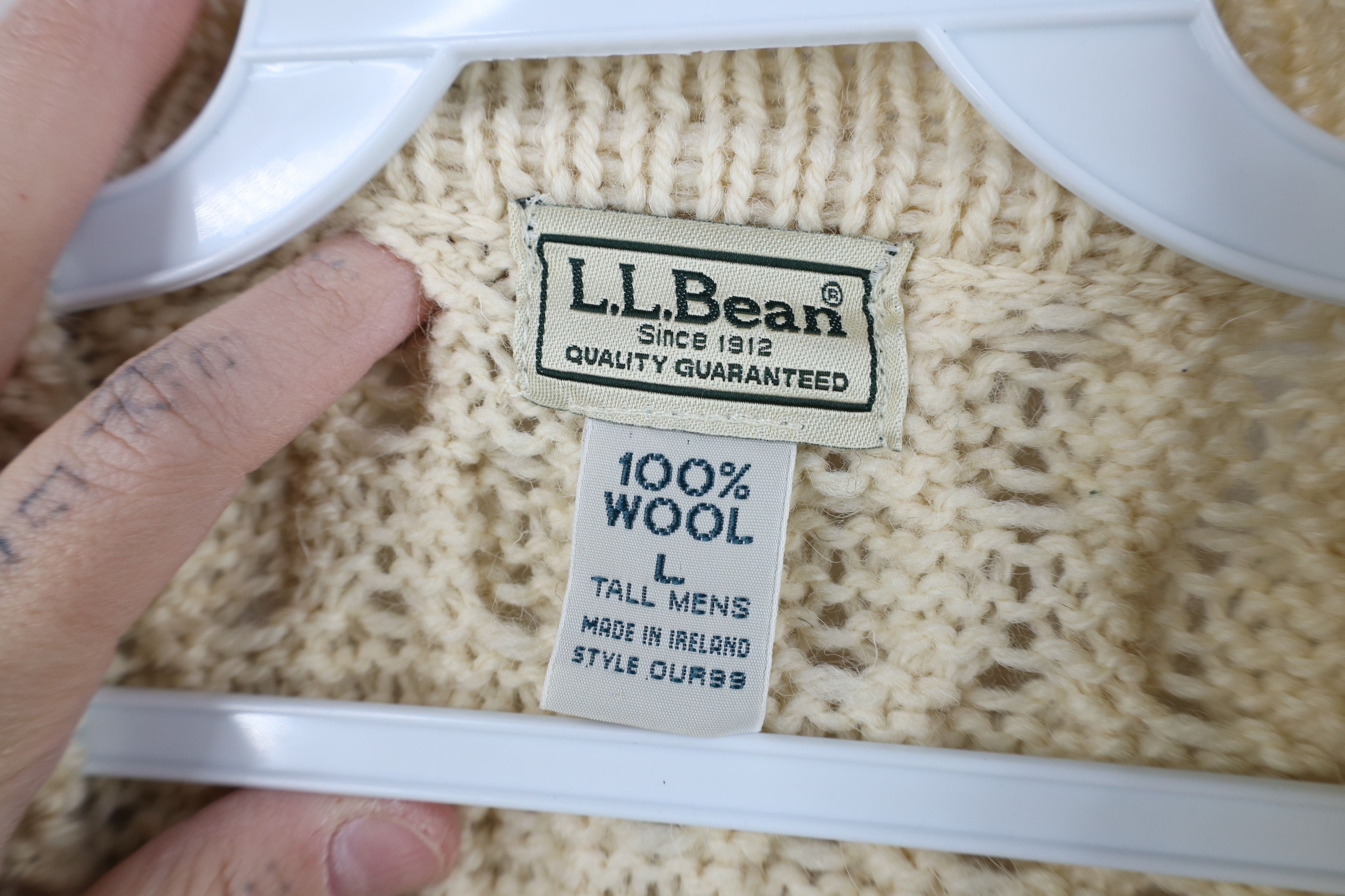 L.L. Bean Vintage 90s LL Bean Fisherman Cable Knit Cardigan Sweater Size US L / EU 52-54 / 3 - 7 Thumbnail