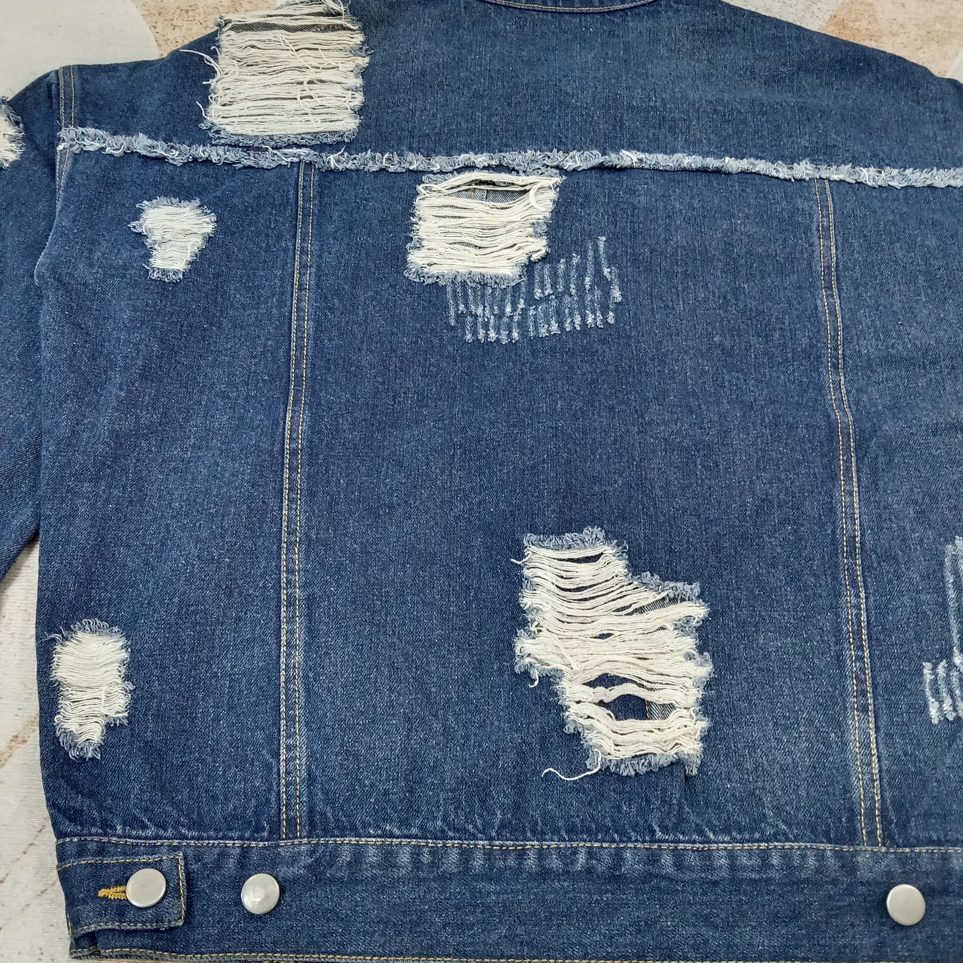 For All To Envy ENVYM Designer Ripped Denim Jacket C266N20 Size US L / EU 52-54 / 3 - 6 Thumbnail