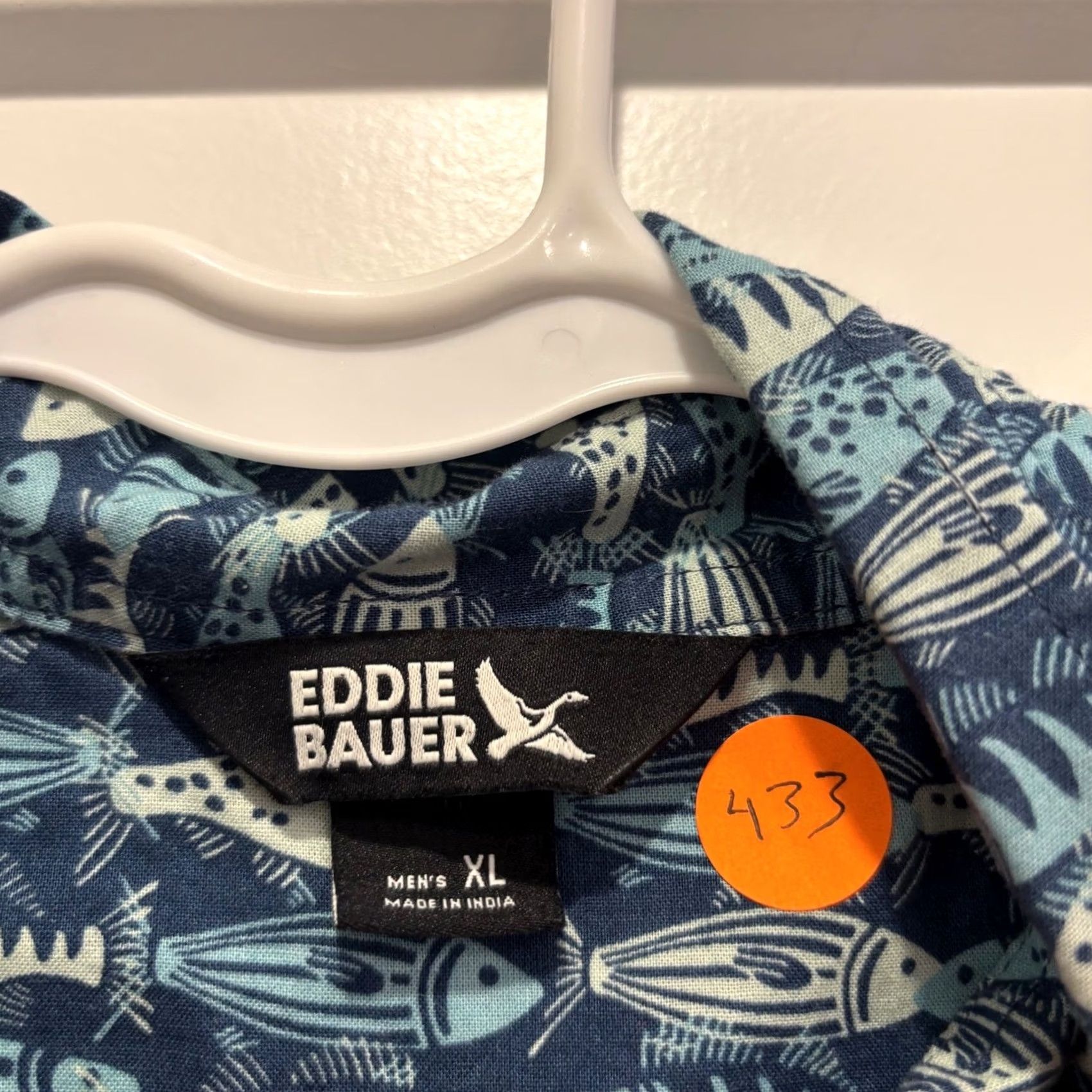 Eddie Bauer Eddie Bauer Mens XL Blue Fish Print Short Sleeve Button Down Shirt Casual Summer Size US XL / EU 56 / 4 - 2 Thumbnail