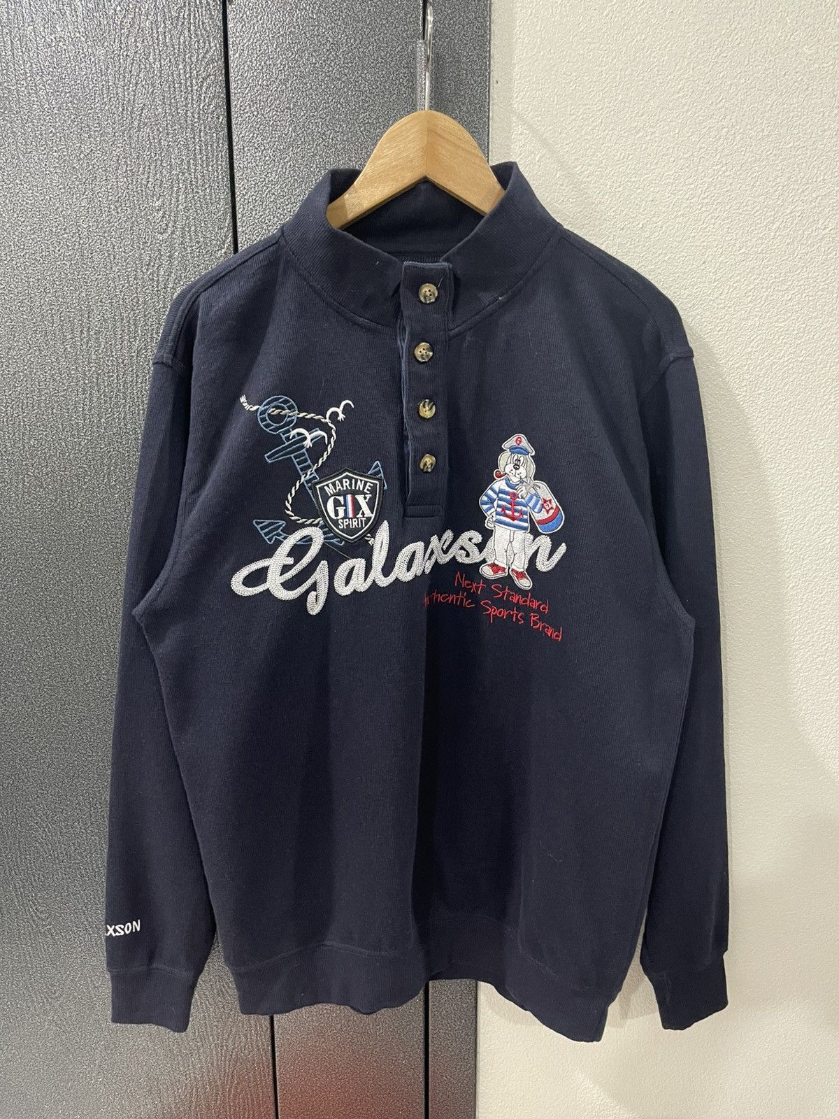Japanese Brand Galaxson Marine Spirit Half Button Sweatshirt Size US XL / EU 56 / 4 - 1 Thumbnail