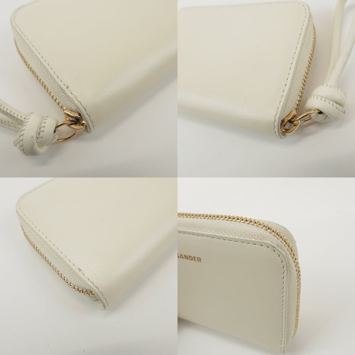 Jil Sander Jil Sander Logo Leather Zip Around Wallet Cream Size ONE SIZE - 4 Thumbnail