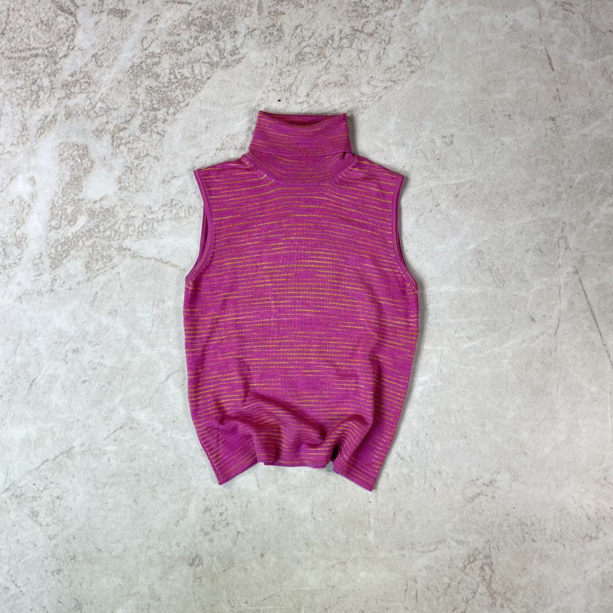 Missoni Missoni Wool&Viscose Zigzag High Neck Y2K Pink Tank Top Size M / US 6-8 / IT 42-44 - 2 Thumbnail