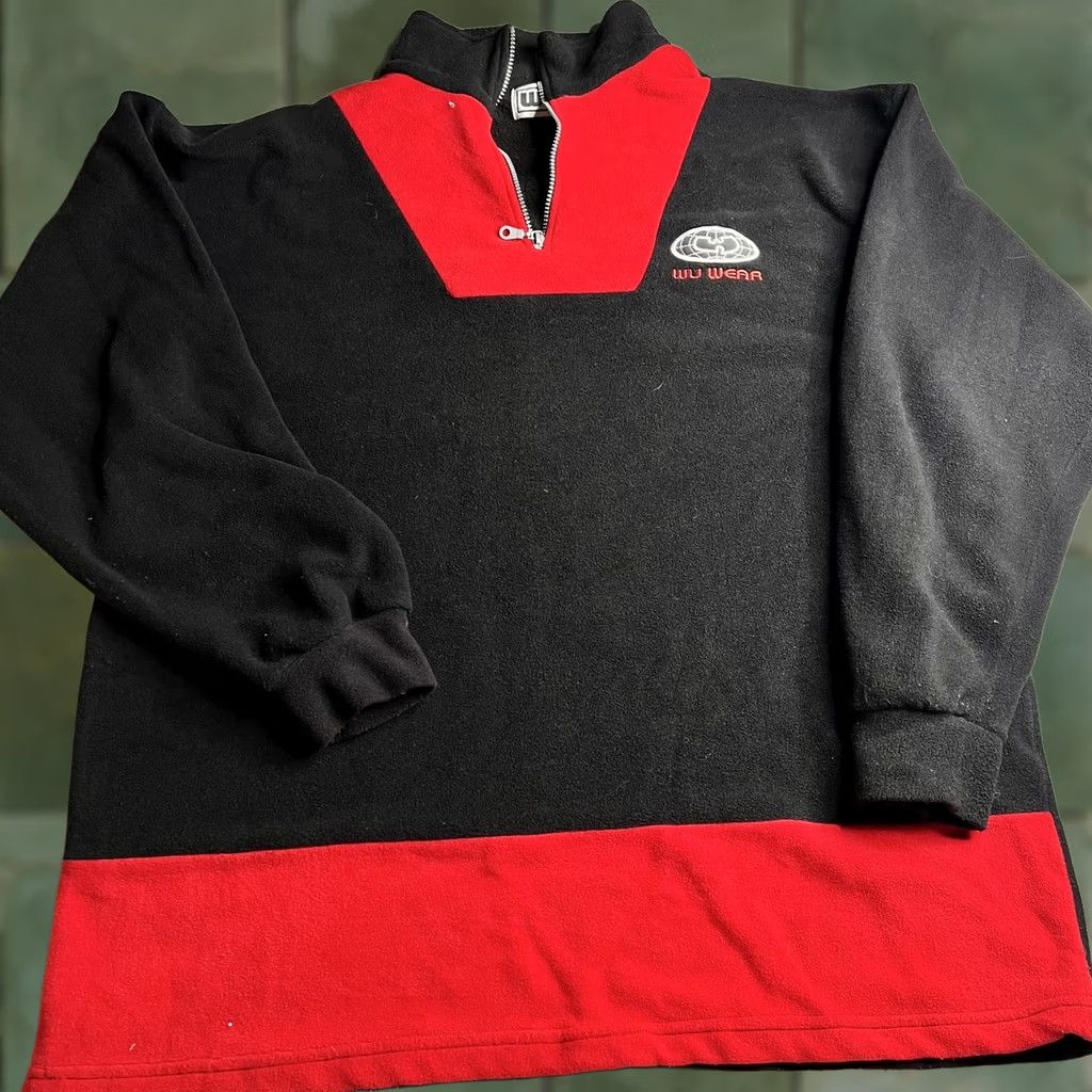 Vintage Wu Wear Sweatshirt Mens XL Black Red Fleece 1/4 Zip Mock Neck Pullover Hip Hop Size US XL / EU 56 / 4 - 1 Thumbnail
