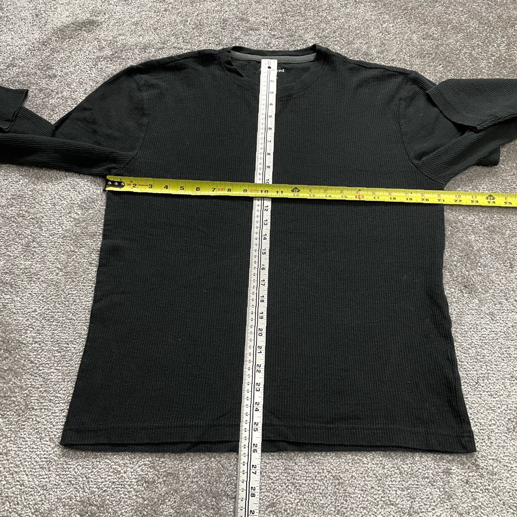 Vintage Saddlebred Mens Shirt Long Sleeve Black Crew Neck Solid Tee Waffle Cotton Polyester Size US M / EU 48-50 / 2 - 4 Thumbnail