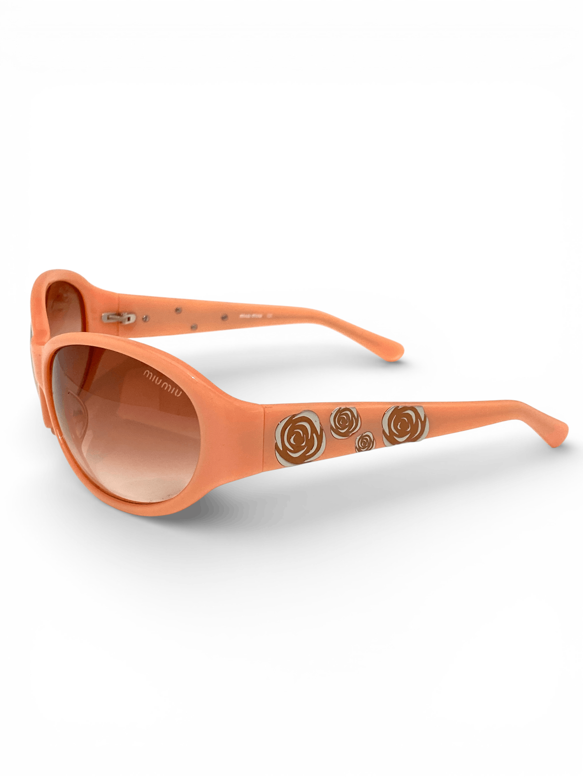 Miu Miu Miu Miu Flower Floral Logo Peach Retro Oval Sunglasses Y2K Size ONE SIZE - 7 Thumbnail
