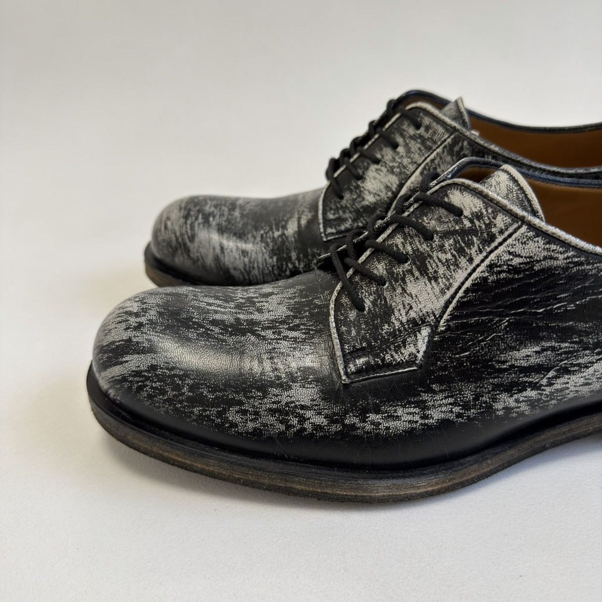 Jil Sander Black/White ‘Distressed Leather’ Derby Shoes Size US 9 / EU 42 - 22 Thumbnail