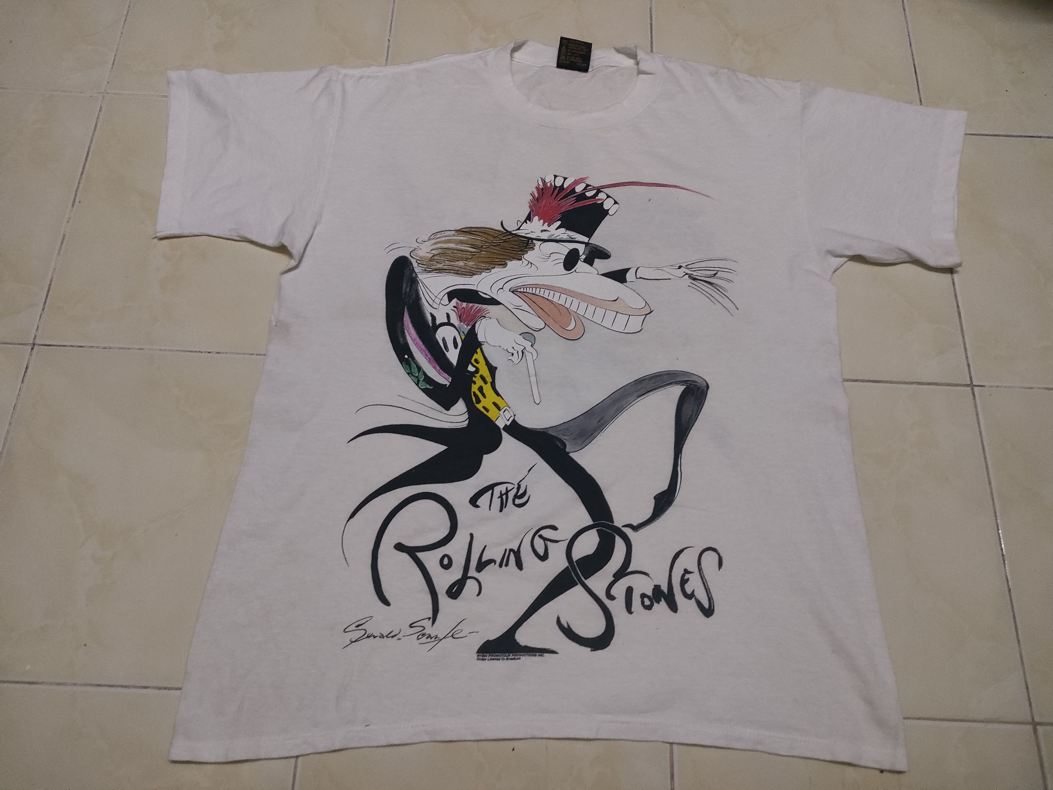 Band Tees Vintage 90's Rolling Stones Over Big Print Music Rock Tee Size US L / EU 52-54 / 3 - 1 Thumbnail