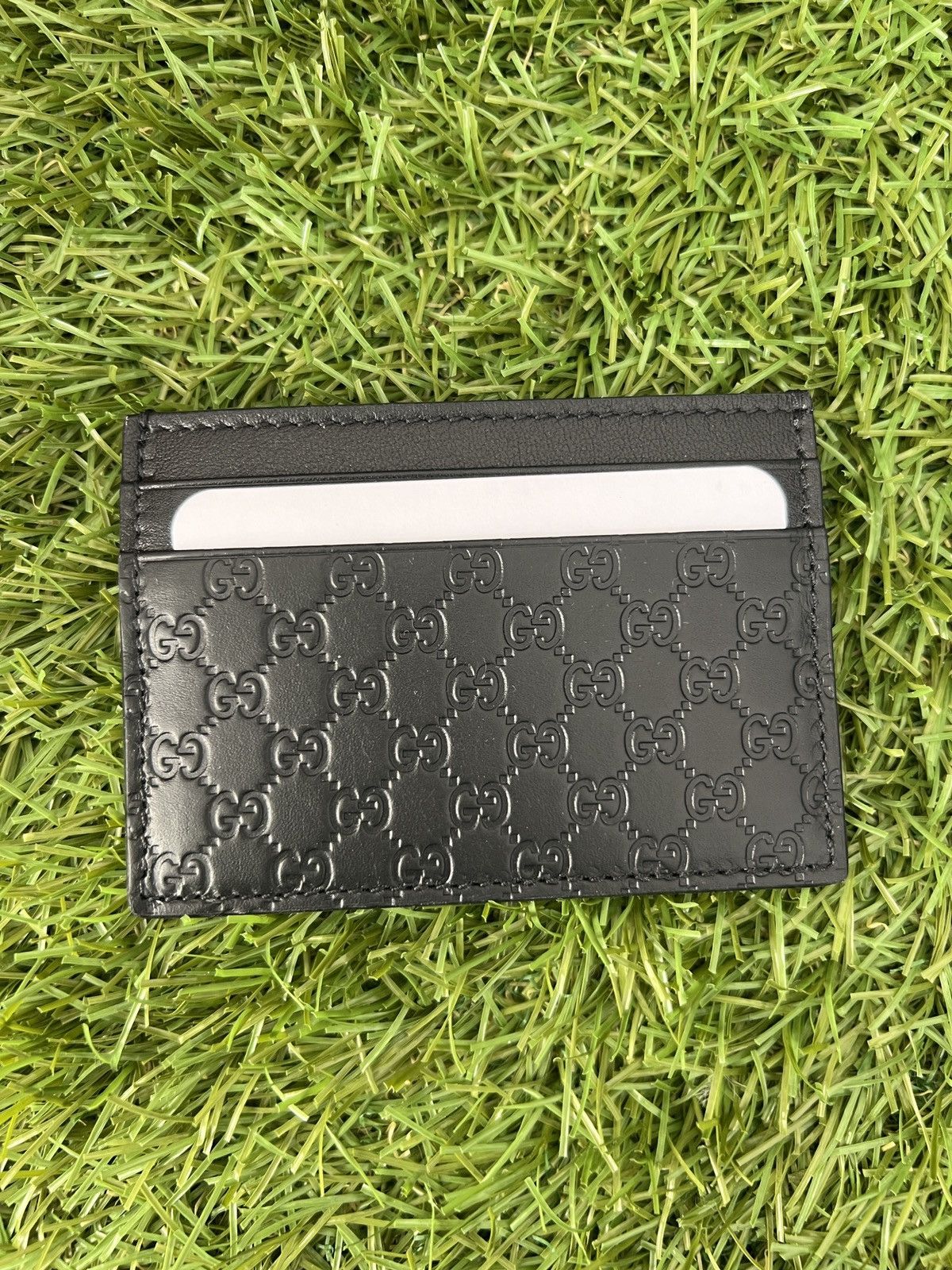 image of Gucci Black Monogram Cardholder, Men's