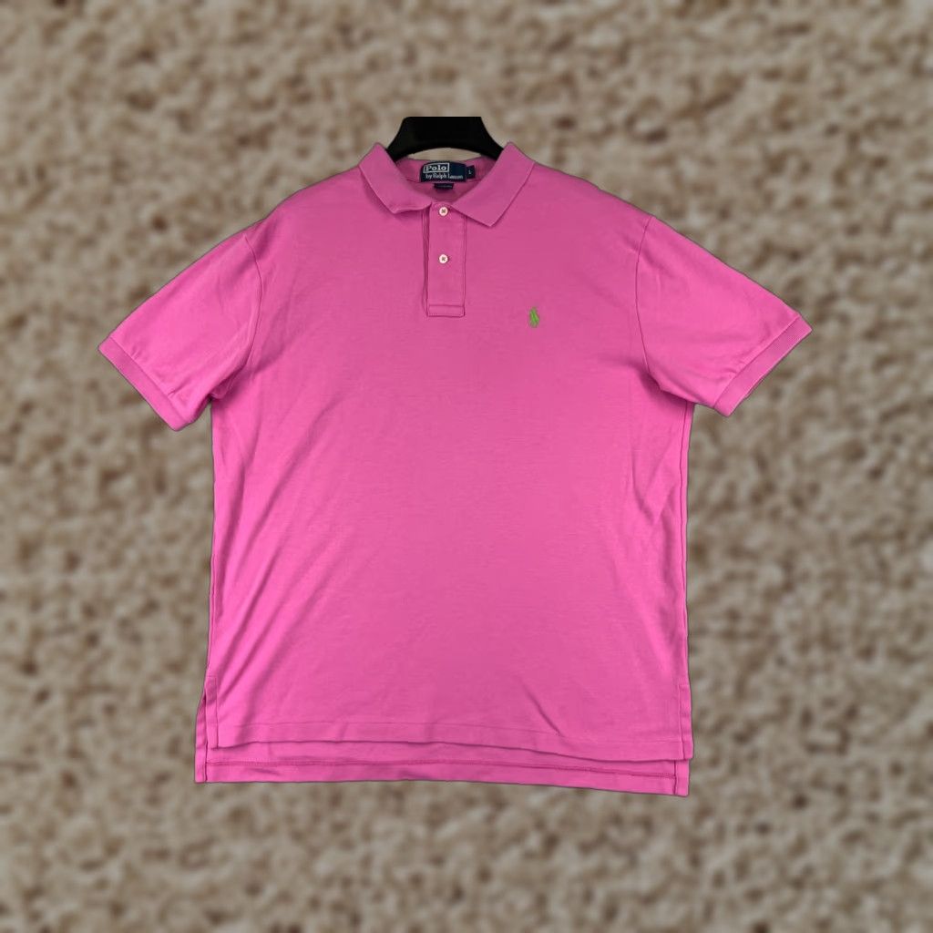 Ralph Lauren VINTAGE Ralph Lauren Polo Shirt Men L Pink 100% Cotton Jersey Polo Golf Classic Embroidered Logo 40 in Chest Short Sleeve Size US L / EU 52-54 / 3 - 1 Thumbnail