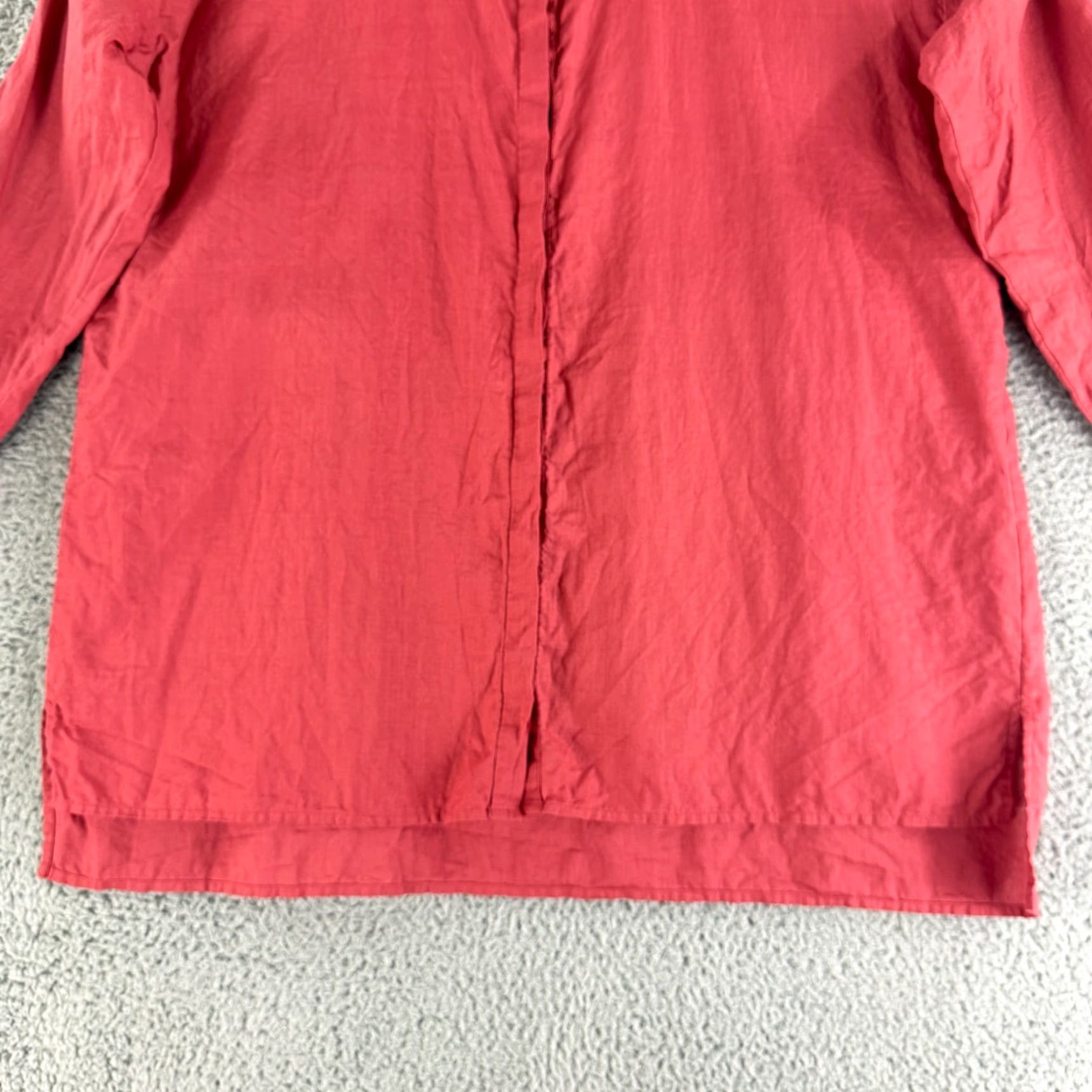Eileen Fisher Eileen Fisher Button-Up Tunic Shirt Womens Large Red 100% Linen 3/4 Sleeve Size L / US 10 / IT 46 - 4 Thumbnail