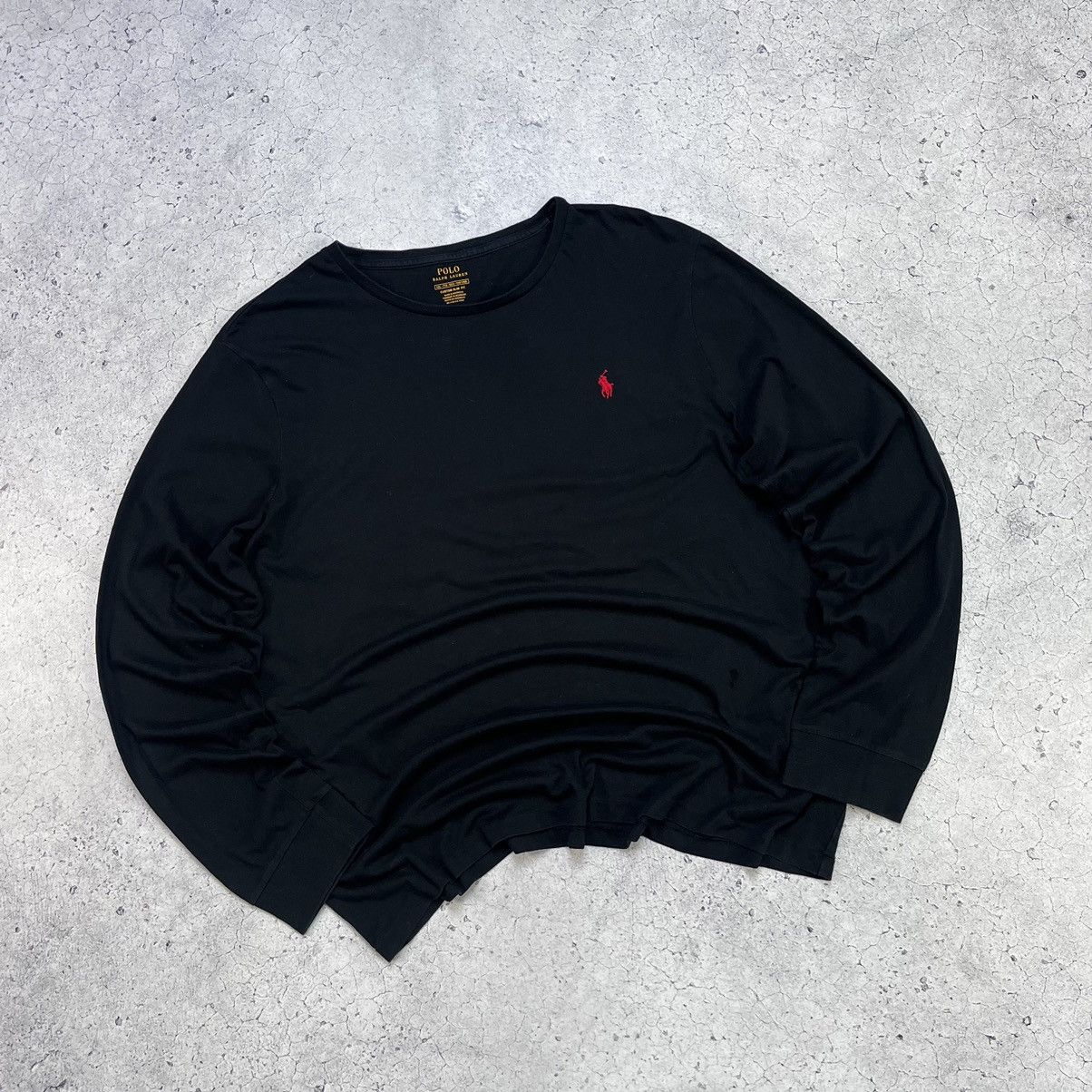 Polo Ralph Lauren × Vintage Polo Ralph Lauren Crew Neck Long Sleeve – Black Red Logo Size US XL / EU 56 / 4 - 8 Thumbnail