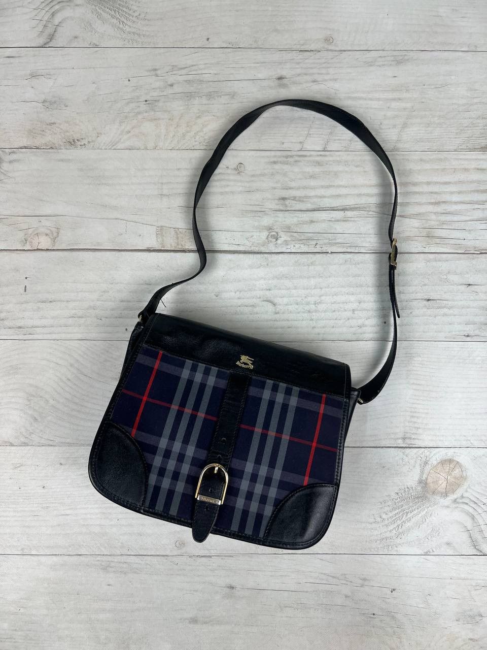 Burberry Burberrys Nova Check Blue Leather Crossbody Shoulder Bag Size ONE SIZE - 1 Thumbnail