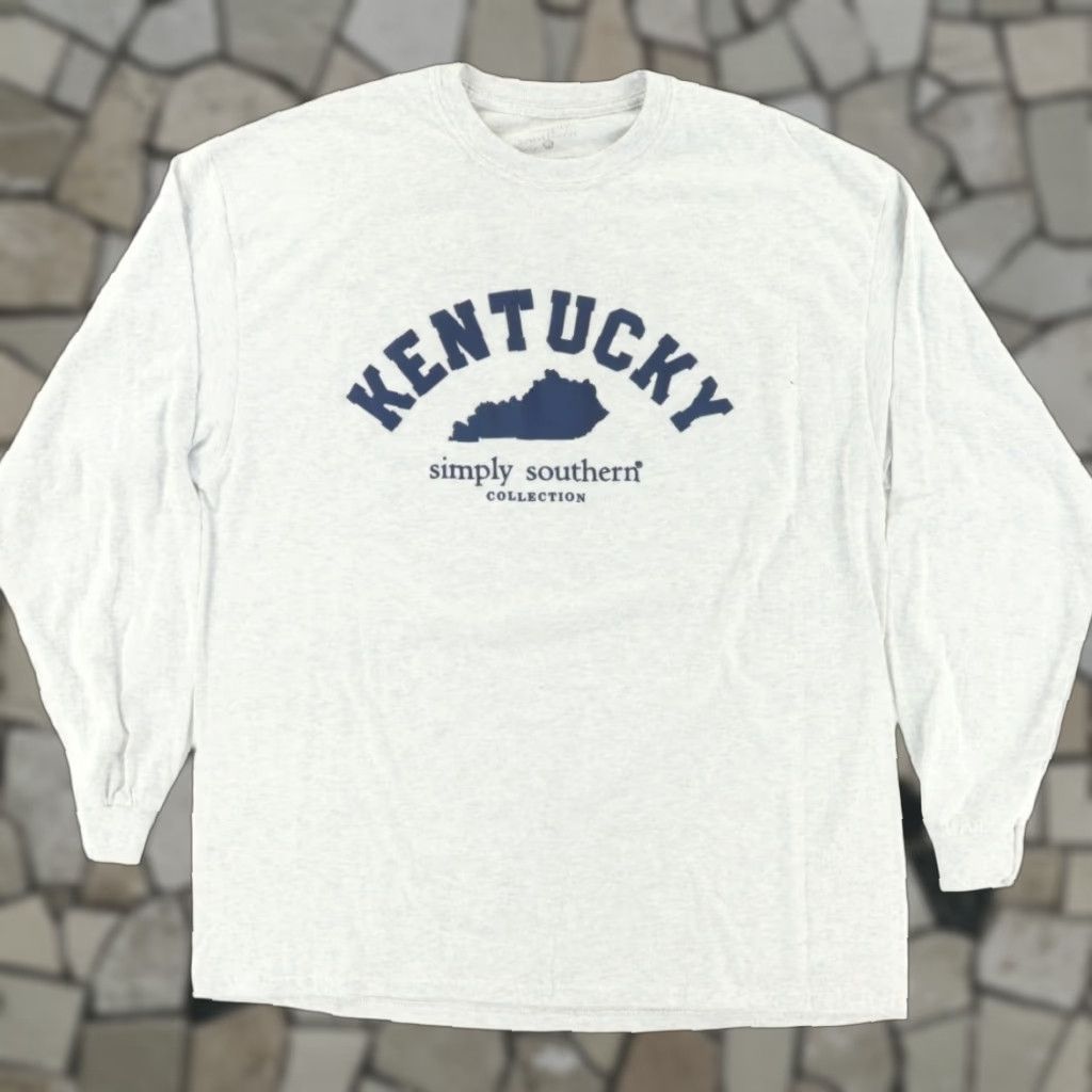 Vintage Simply Southern Kentucky Solid T-Shirt Gray Men's XL Shirt Long Sleeve Crew Neck Cotton Blend Adult Men Size US XL / EU 56 / 4 - 1 Thumbnail