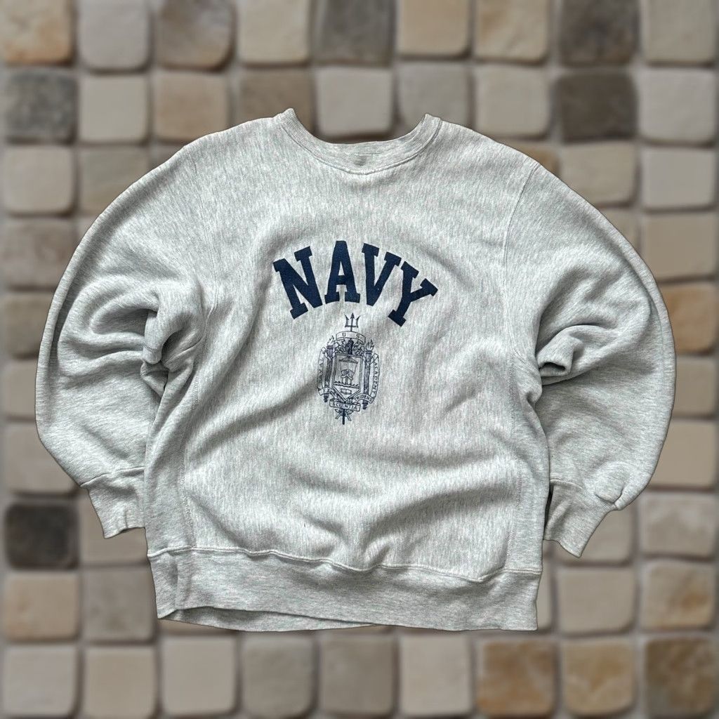 Champion VINTAGE 90s Naval Academy Nike Pro Weave Sweatshirt Gray XL Men Pullover Champion Brand Size US XL / EU 56 / 4 - 1 Thumbnail