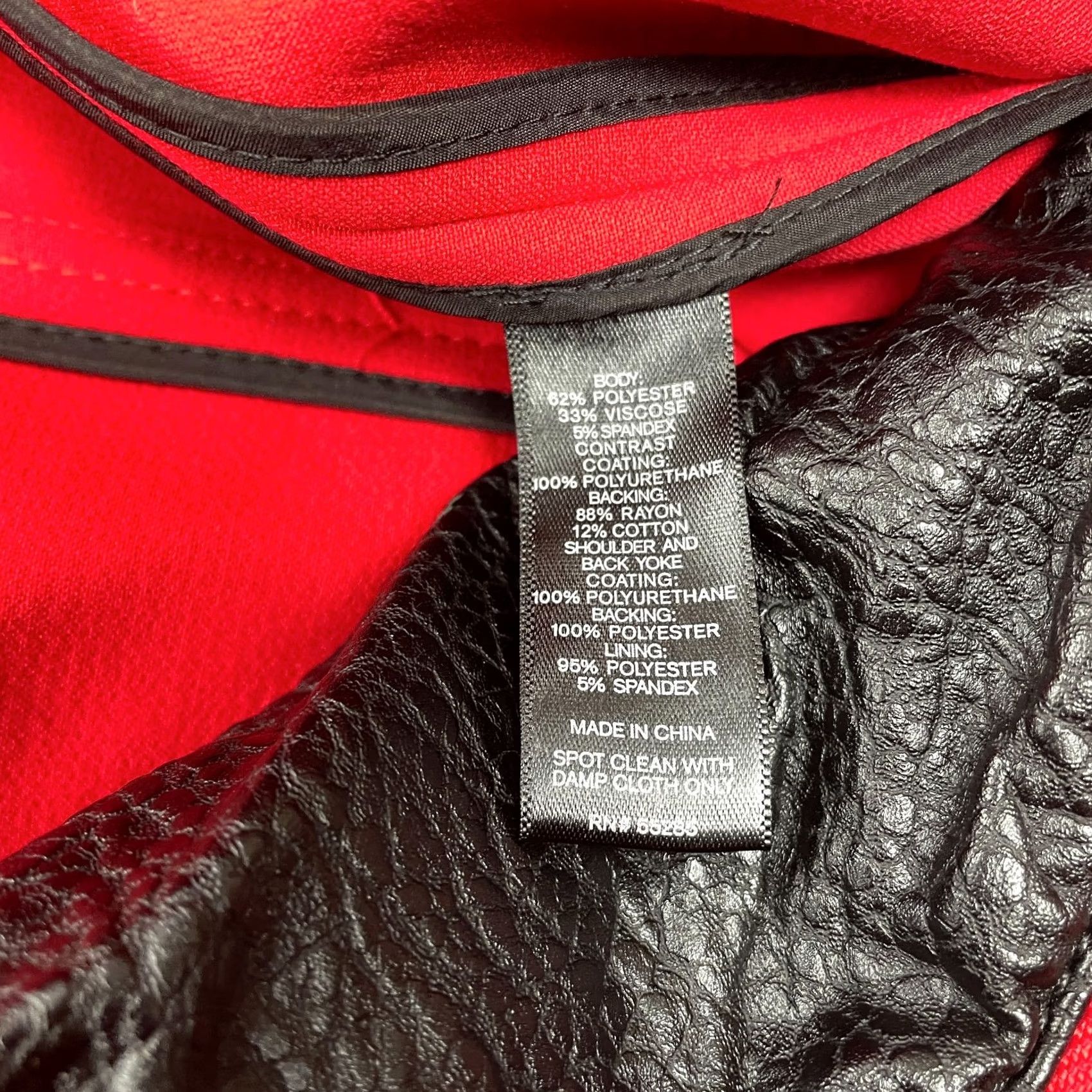 Express Express Jacket Womens Large Red Black Faux Leather Sleeves Zip Pockets Ladies Size L / US 10 / IT 46 - 6 Thumbnail