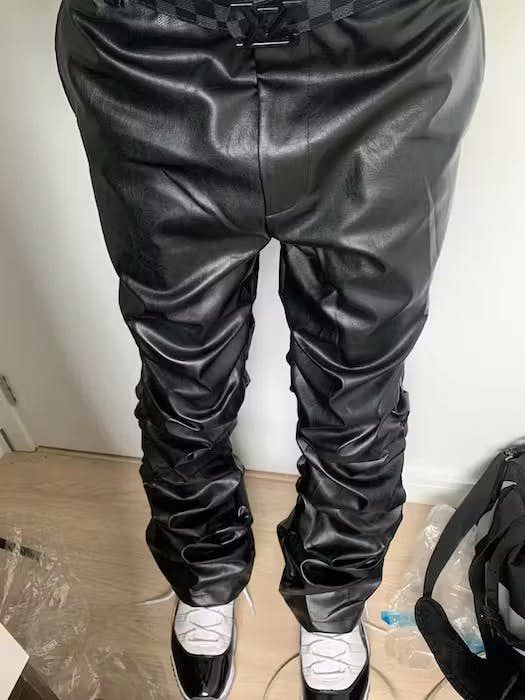 Japanese Brand × Vintage Loose Ruched Casual Pu Leather Pants Size US 32 / EU 48 - 4 Thumbnail