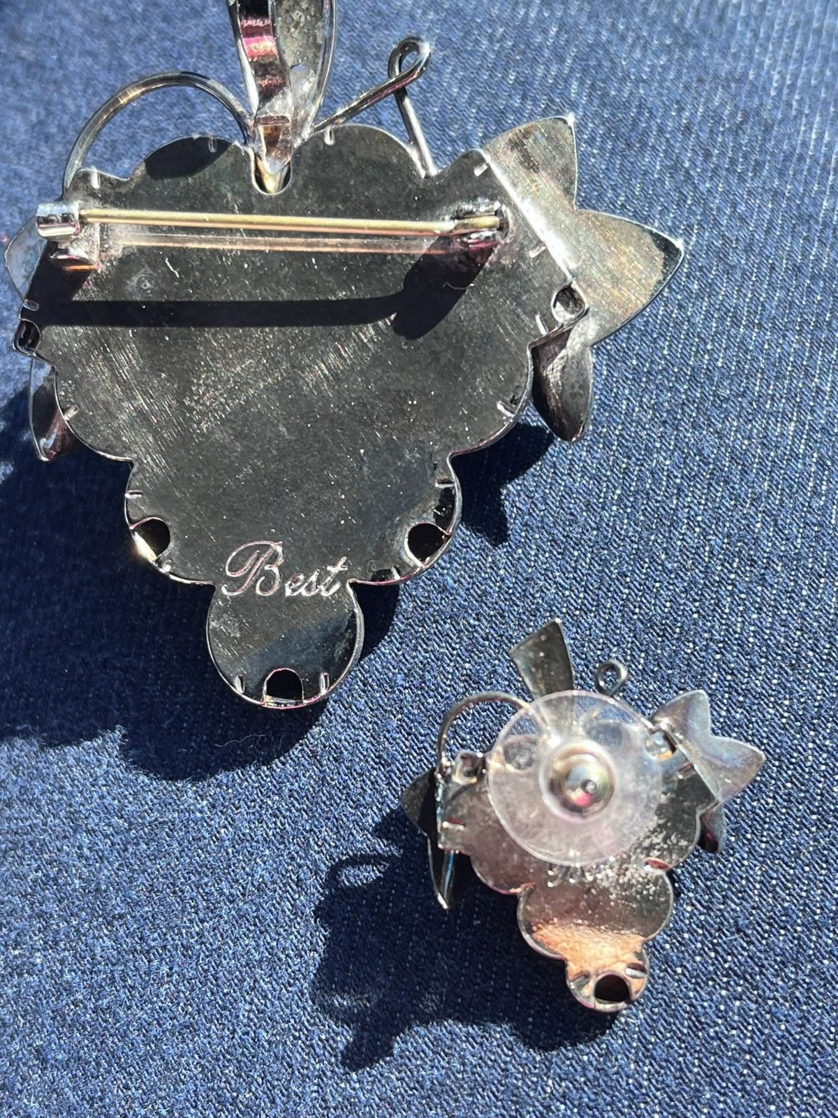 Other Vtg 1940s 1950s Best Silver Grape Brooch Pendant earring Set Size ONE SIZE - 5 Thumbnail
