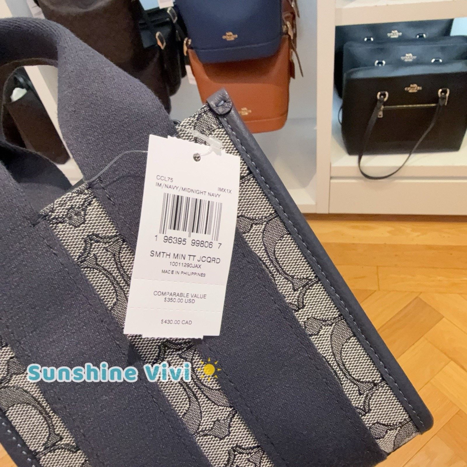 Coach NWT Coach Smith Mini Tote Bag CCL75 Gold/Navy/Midnight Navy Size ONE SIZE - 3 Thumbnail