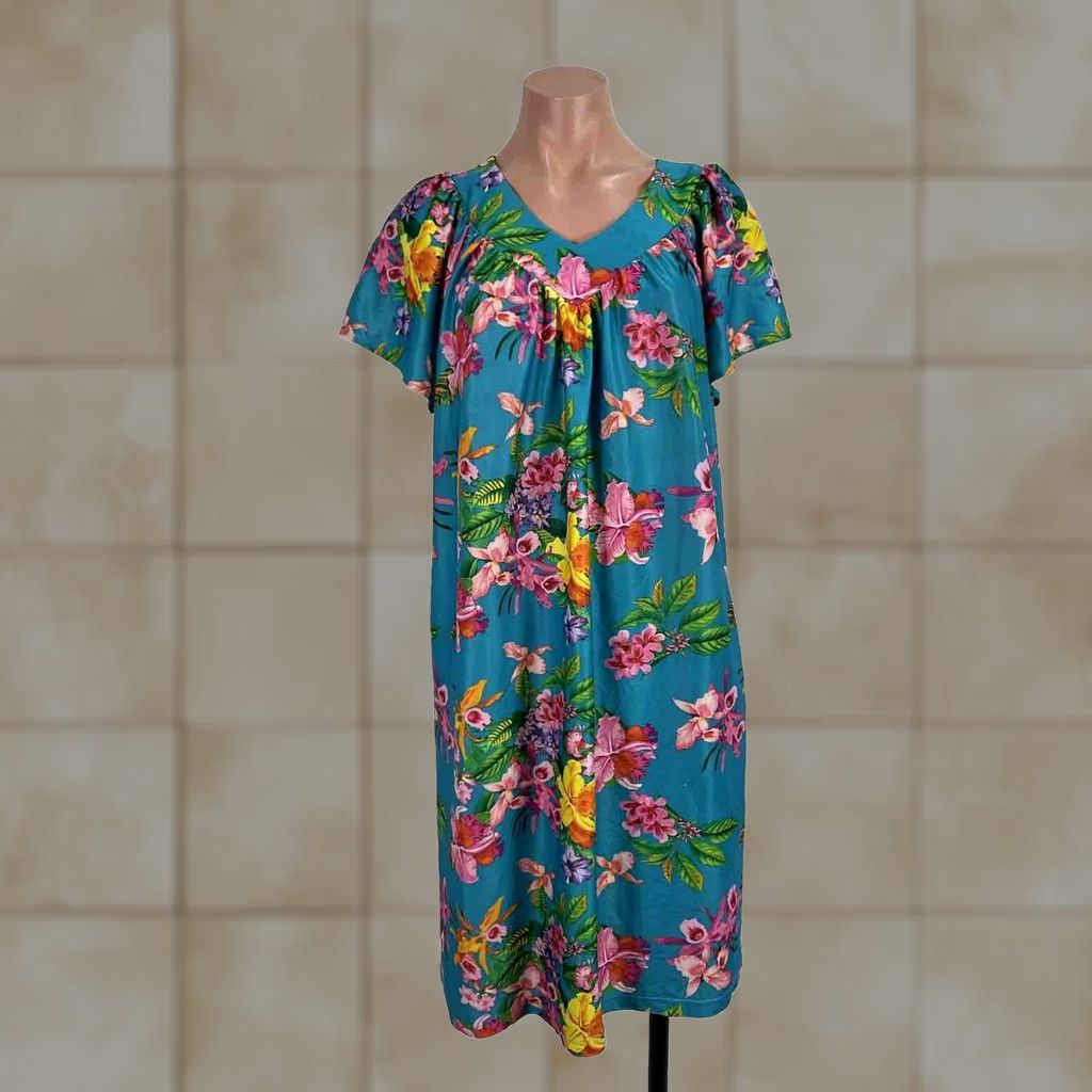 Vintage VINTAGE Anthony Richards Kaftan House Dresss M Floral Orchids Tropical Dress Size M / US 6-8 / IT 42-44 - 1 Thumbnail