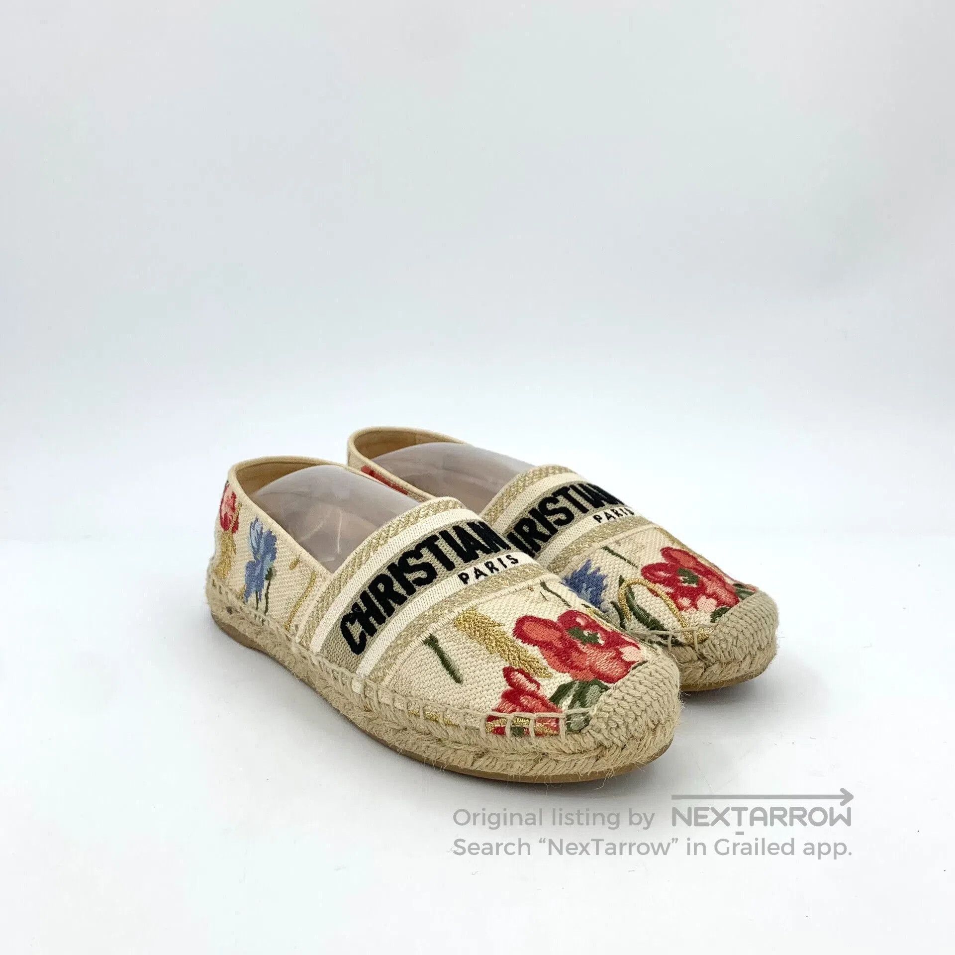 Dior Christian Dior Beige Embroidered Slip-On Espadrilles. Size US 7.5 / EU 40-41 - 2 Thumbnail
