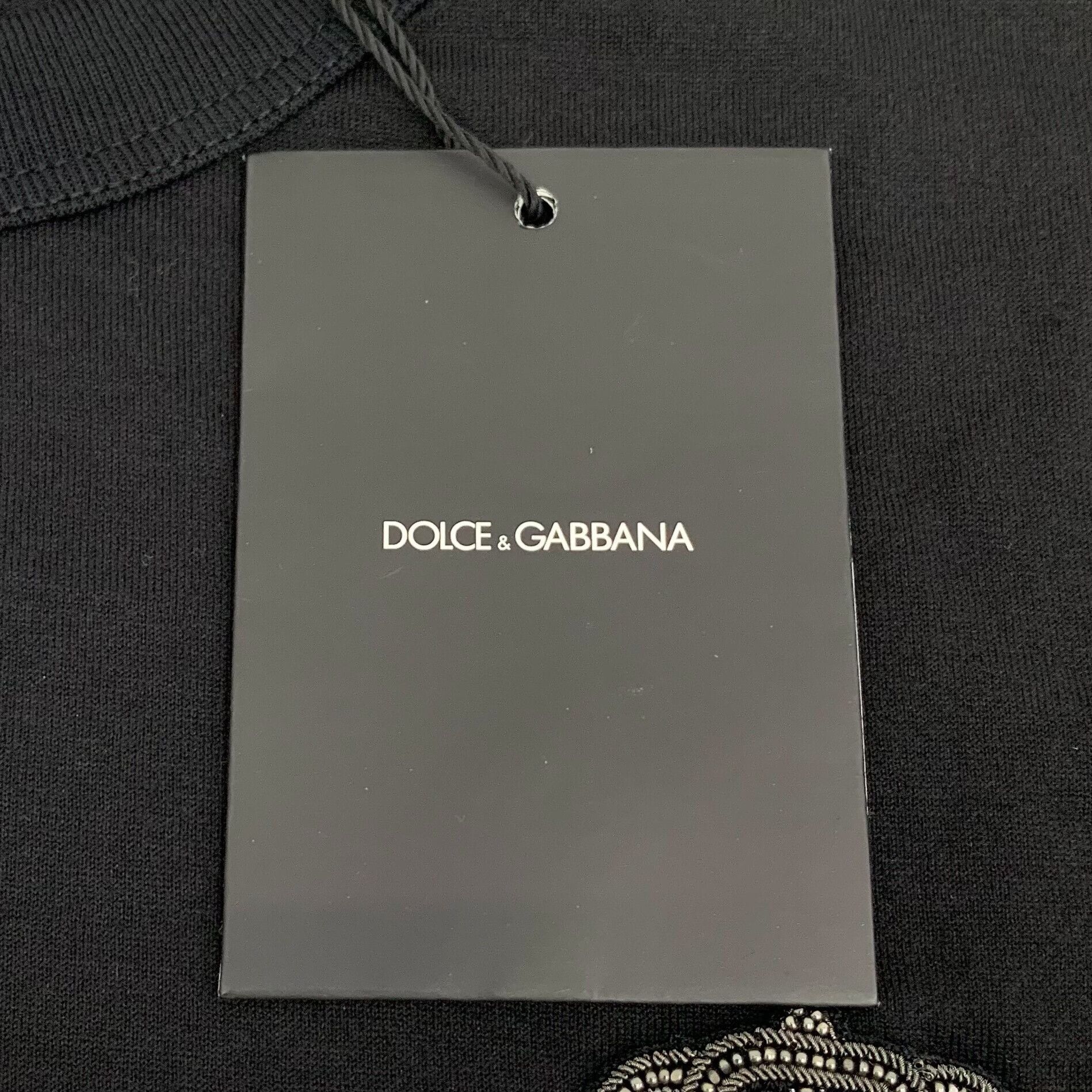 Dolce & Gabbana Dolce Gabbana Black Crown Bee Beaded T-shirt Size US M / EU 48-50 / 2 - 7 Thumbnail