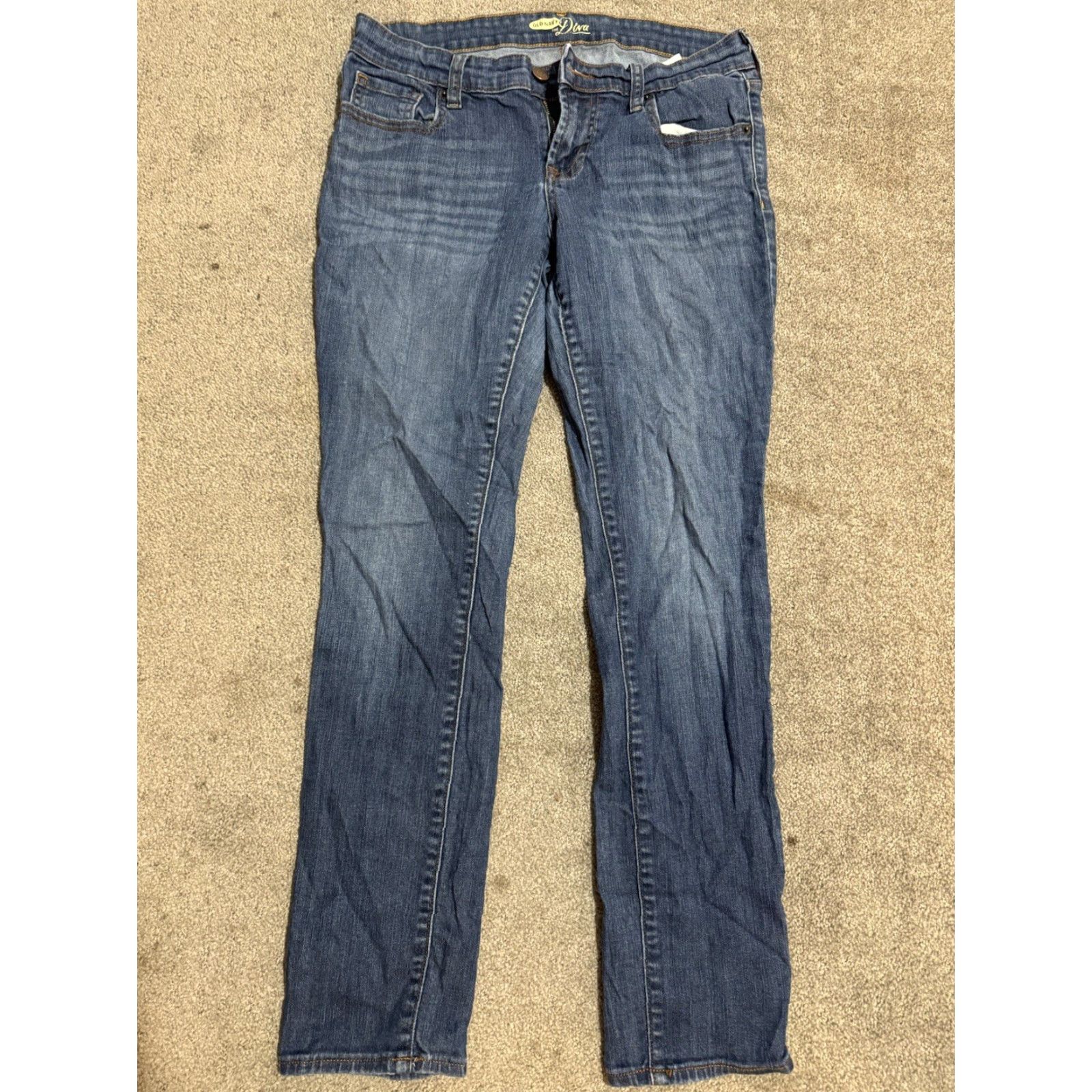 Old Navy VINTAGE Old Navy The Diva Low Rise Straight Leg Denim Women's 4 Regular Blue Distressed Size ONE SIZE - 4 Thumbnail