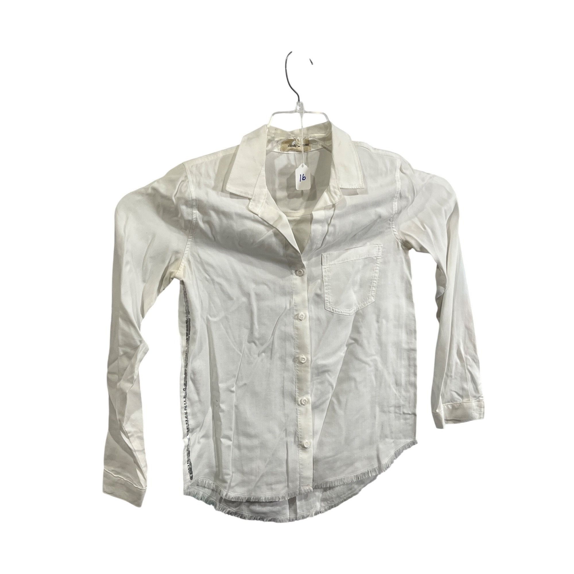Other Cloth & Stone XS White Tencel Button-Down Shirt W/ Frayed He Size US XS / EU 42 / 0 - 8 Thumbnail