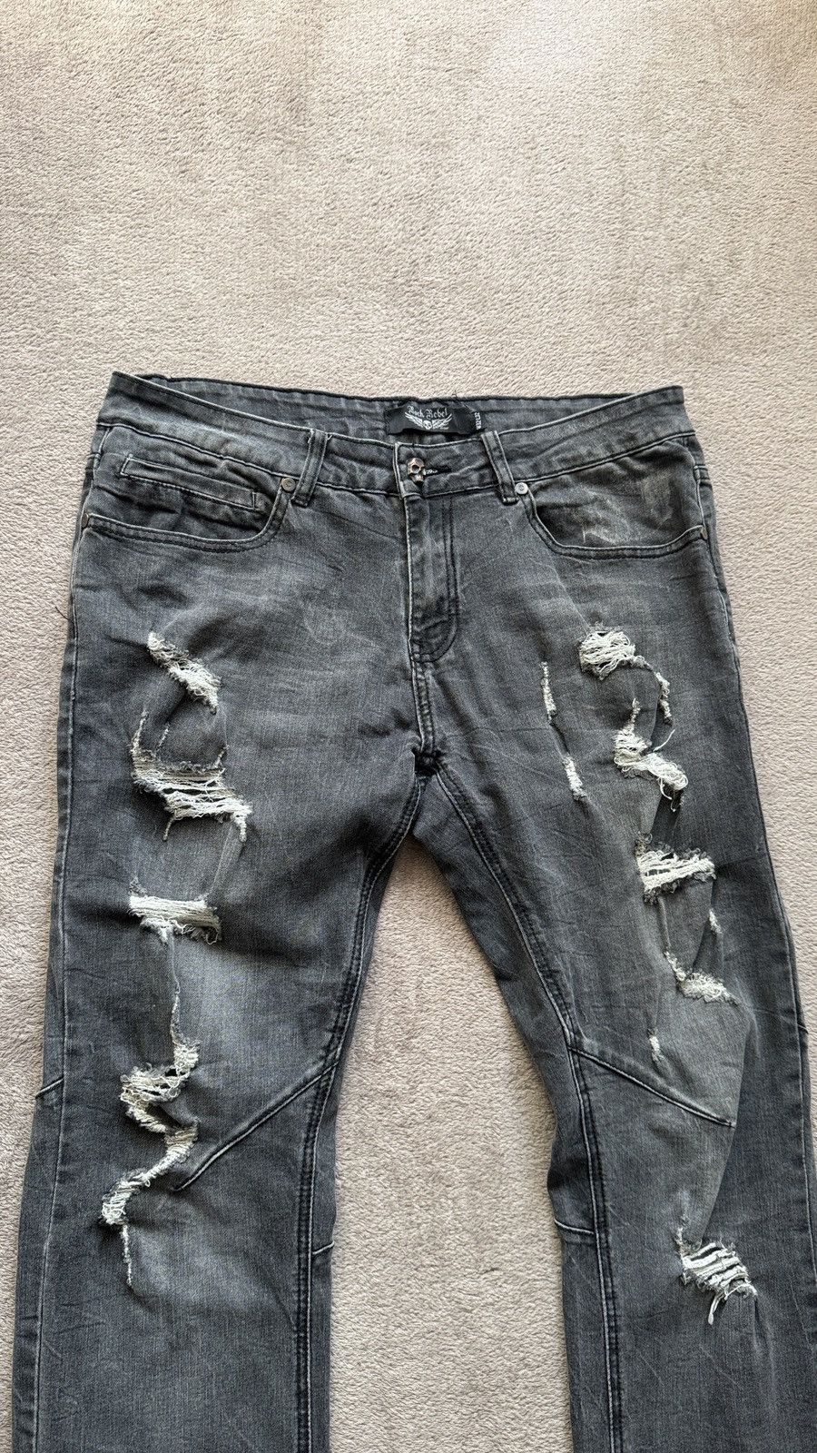 If Six Was Nine Rock Rabel Crazy Ripped Faded Jean Y2K LGB ifsixwasnine vibe Size US 32 / EU 48 - 2 Thumbnail