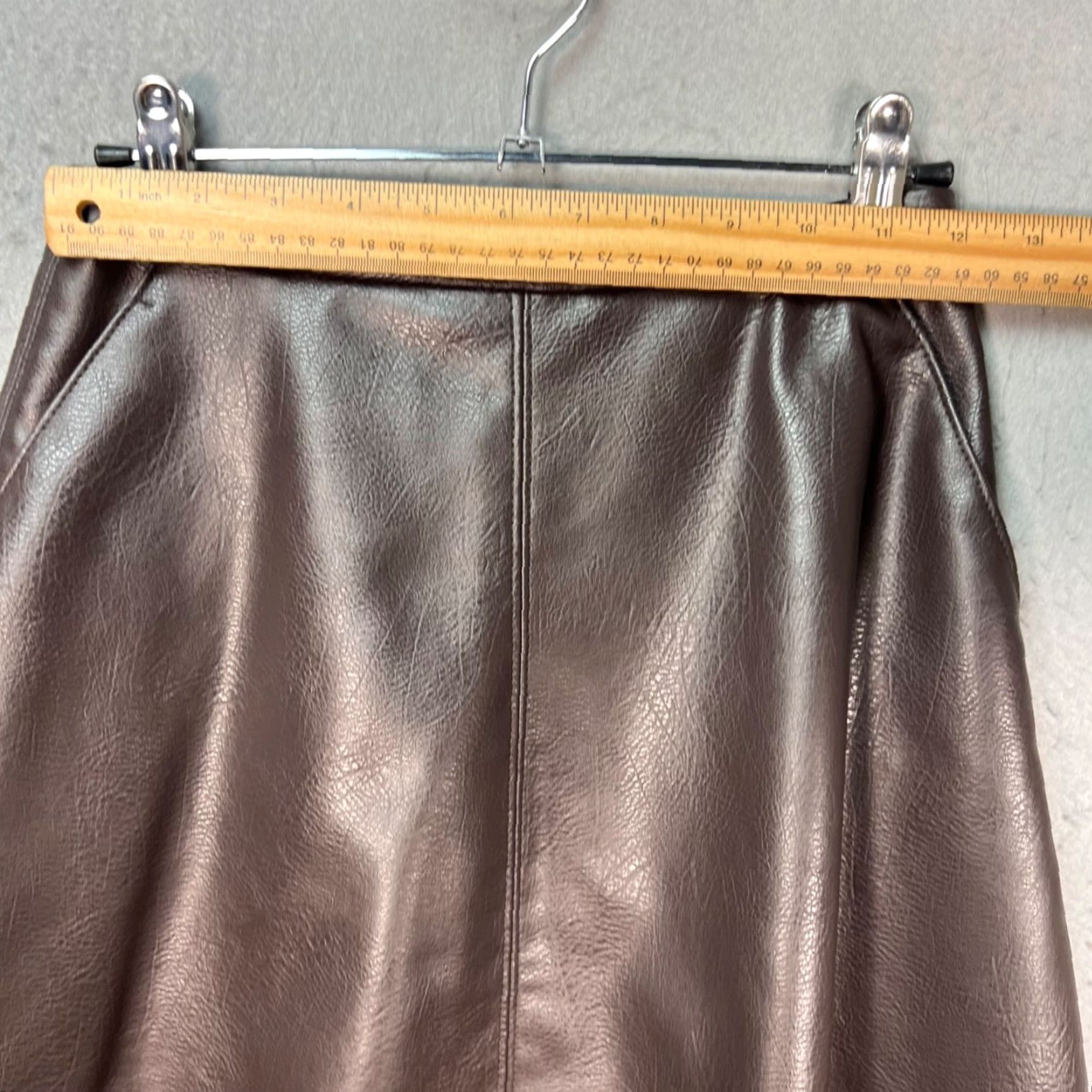 H&M H&M Edition Womens 0 Brown Faux Leather A-Line Midi Skirt Size 25" / US 0 / IT 36 - 5 Thumbnail