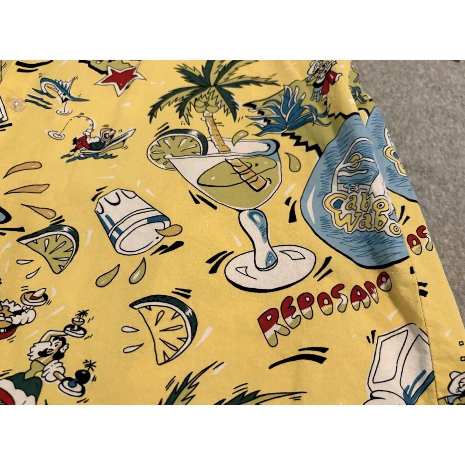 Vintage VINTAGE Malihini Hawaii Button-Up Shirt Cabo Mexico Size Large Men Short Sleeve Yellow Hawaiian Cotton 24" Pit to Pit 27.5" Length Mens Size US L / EU 52-54 / 3 - 2 Thumbnail