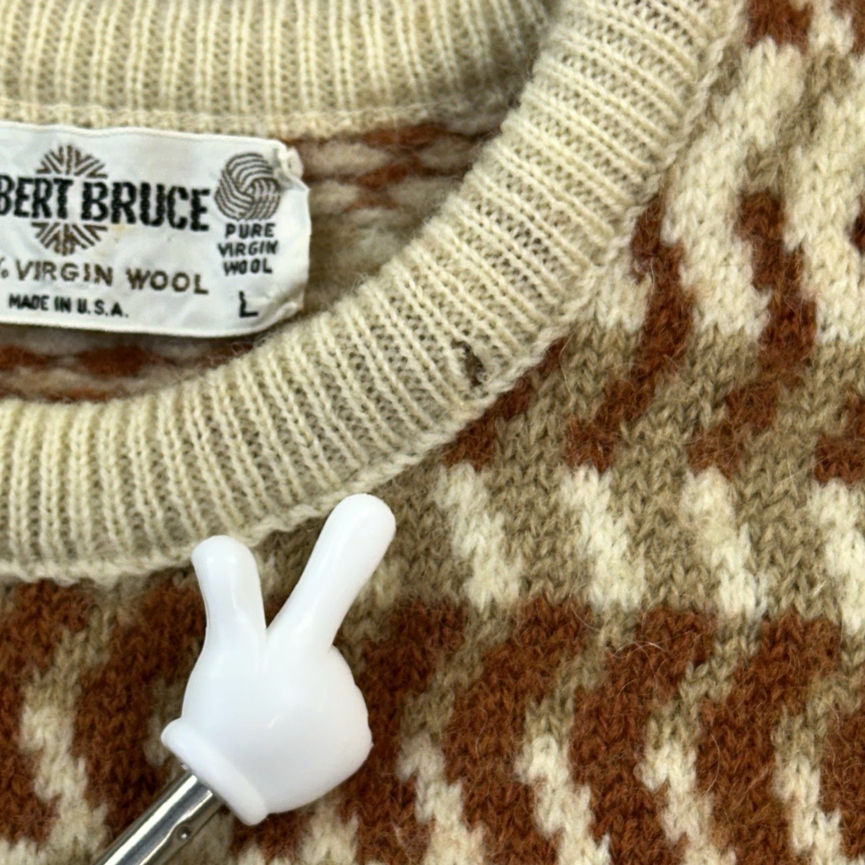 Vintage VINTAGE Robert Bruce Sweater Mens Large Wool Cable Knit Nordic USA 60s 70s Size US L / EU 52-54 / 3 - 7 Thumbnail