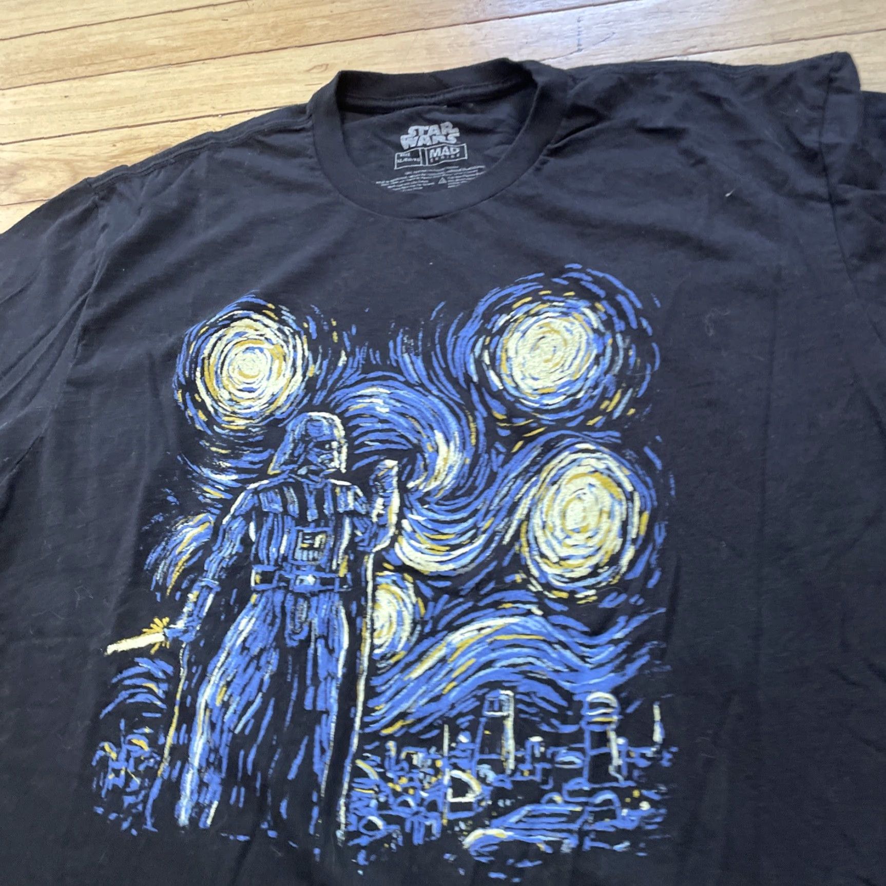 Mad Engine STAR WARS MAD ENGINE Shirt Men XL Black Darth Vader Graphic Starry Night VanGogh Size US XL / EU 56 / 4 - 4 Thumbnail