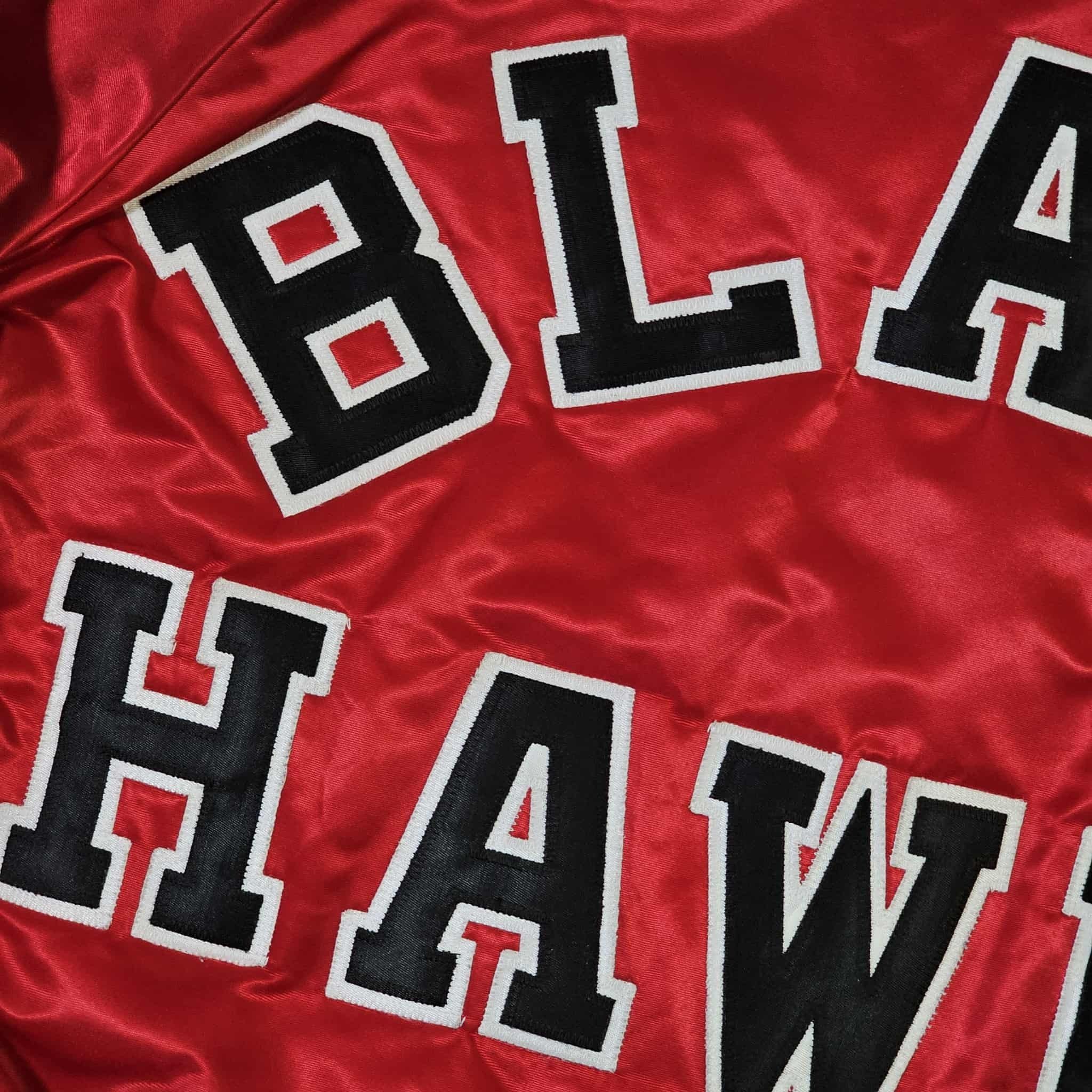 Vintage Chicago Black Hawks 90s Chalk Line Satin Bomber Jacket Size US L / EU 52-54 / 3 - 7 Thumbnail