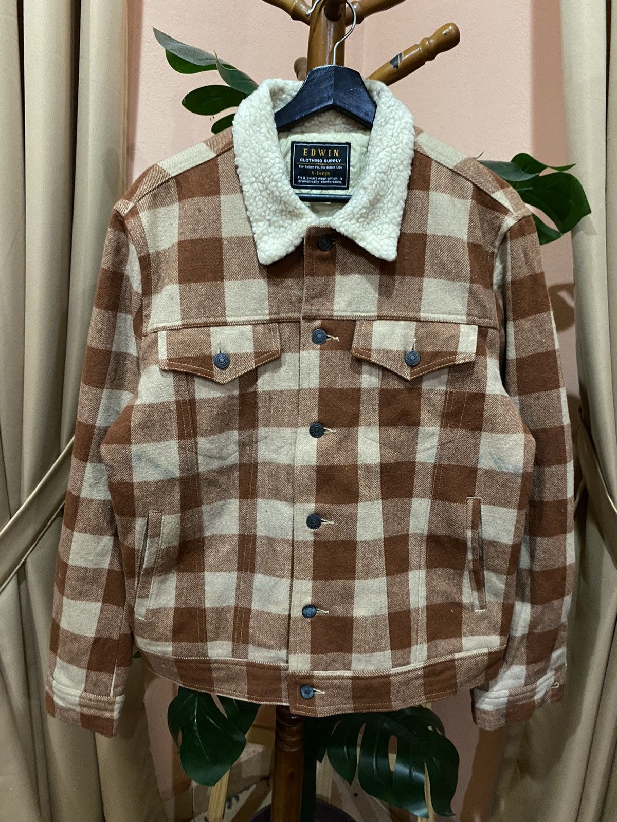 Edwin Edwin Clothing Supply Checked Sherpa Jacket - Men’s Fashion Size US L / EU 52-54 / 3 - 1 Thumbnail