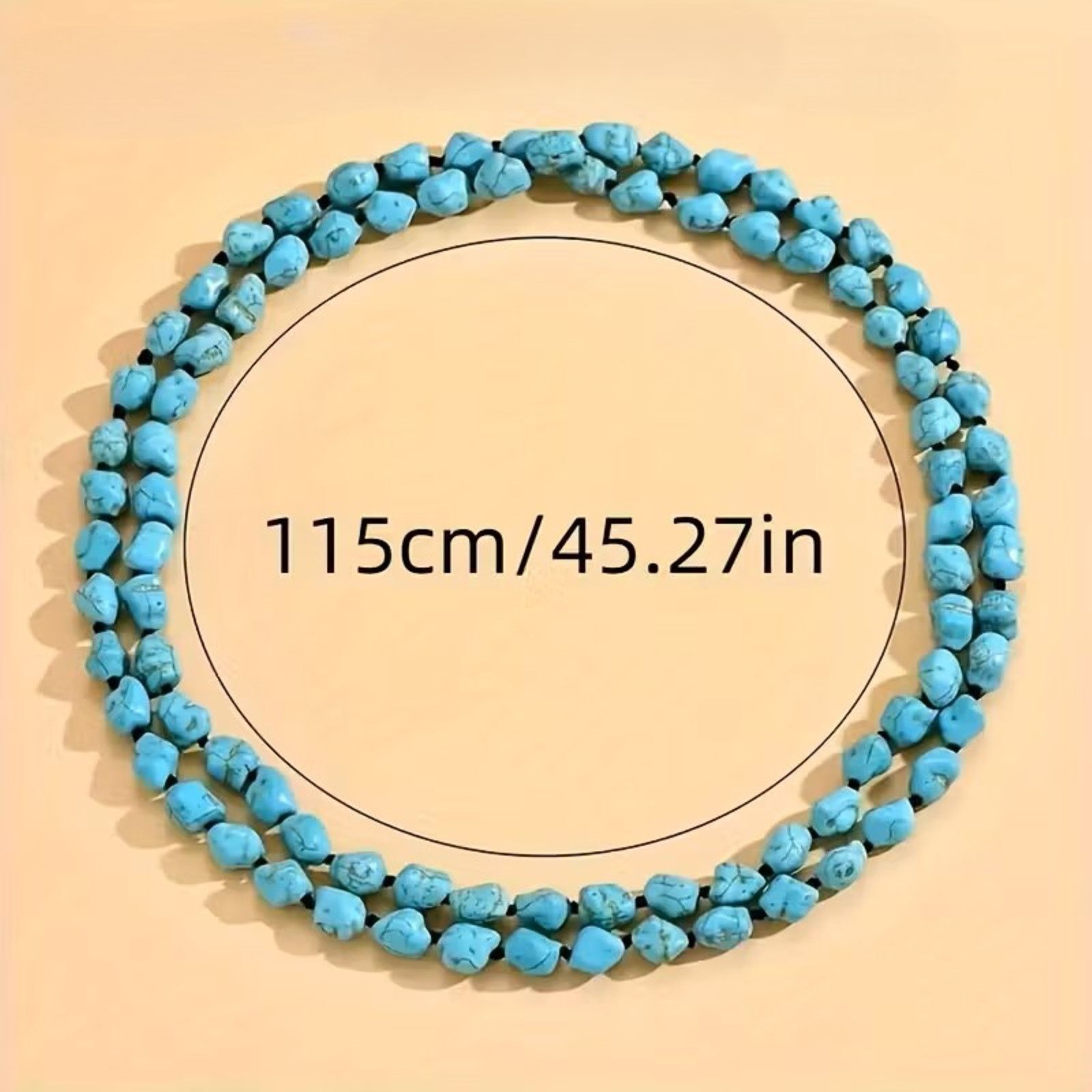 Other Natural Turquoise Double Layer Necklace - 46" Hand-Knotted Size ONE SIZE - 3 Thumbnail