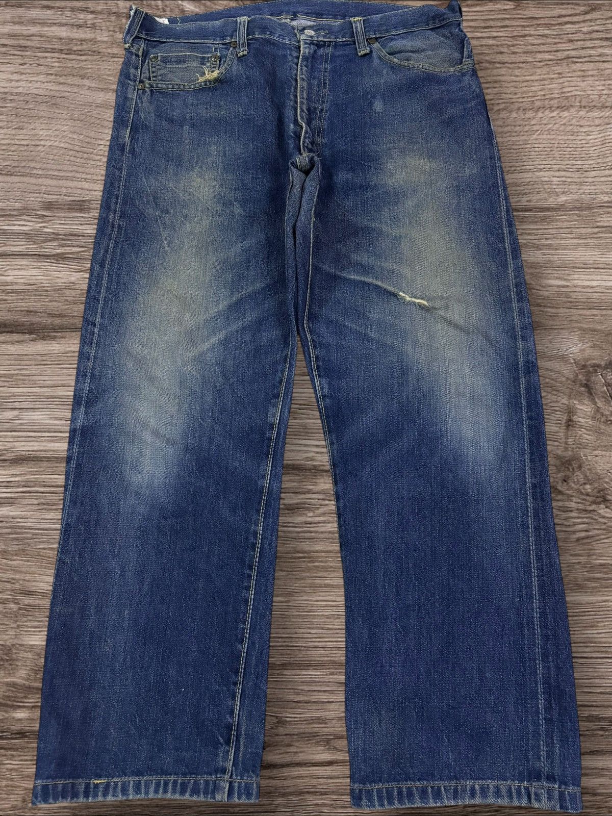 Vintage 90s Bigstone USA Selvedge Yellow Stitch Faded Jeans Size US 36 / EU 52 - 2 Thumbnail