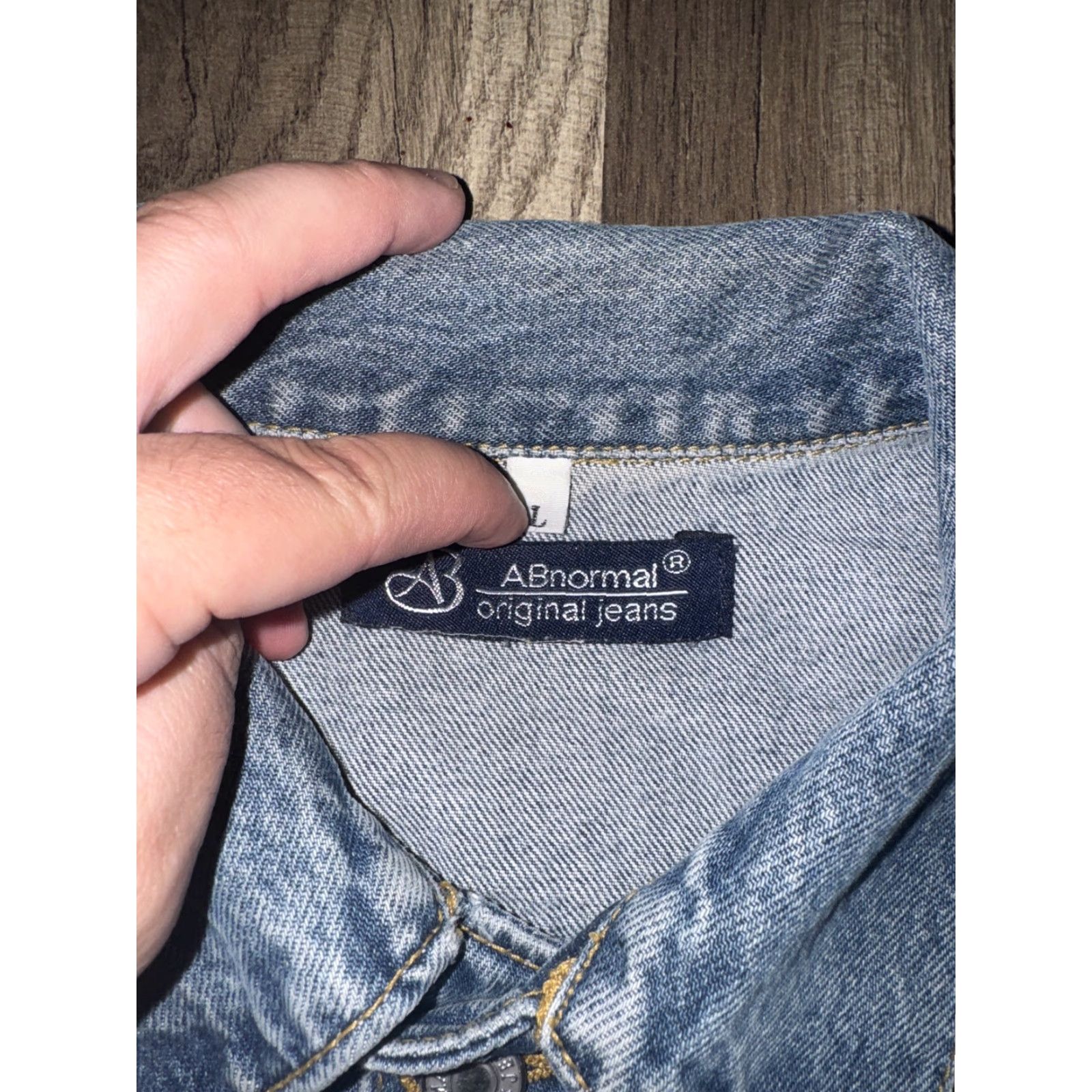 Vintage Abnormal Original Jean Jacket Blue Large Mens Jacket Denim Trucker - 20x25 Size US 33 - 2 Thumbnail