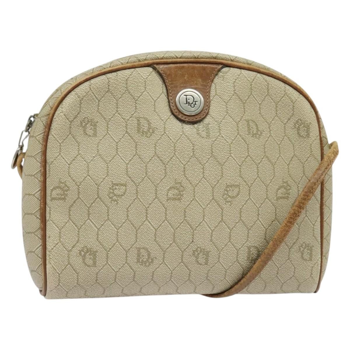DIOR Honeycomb Canvas Shoulder Bag Pvc Beige