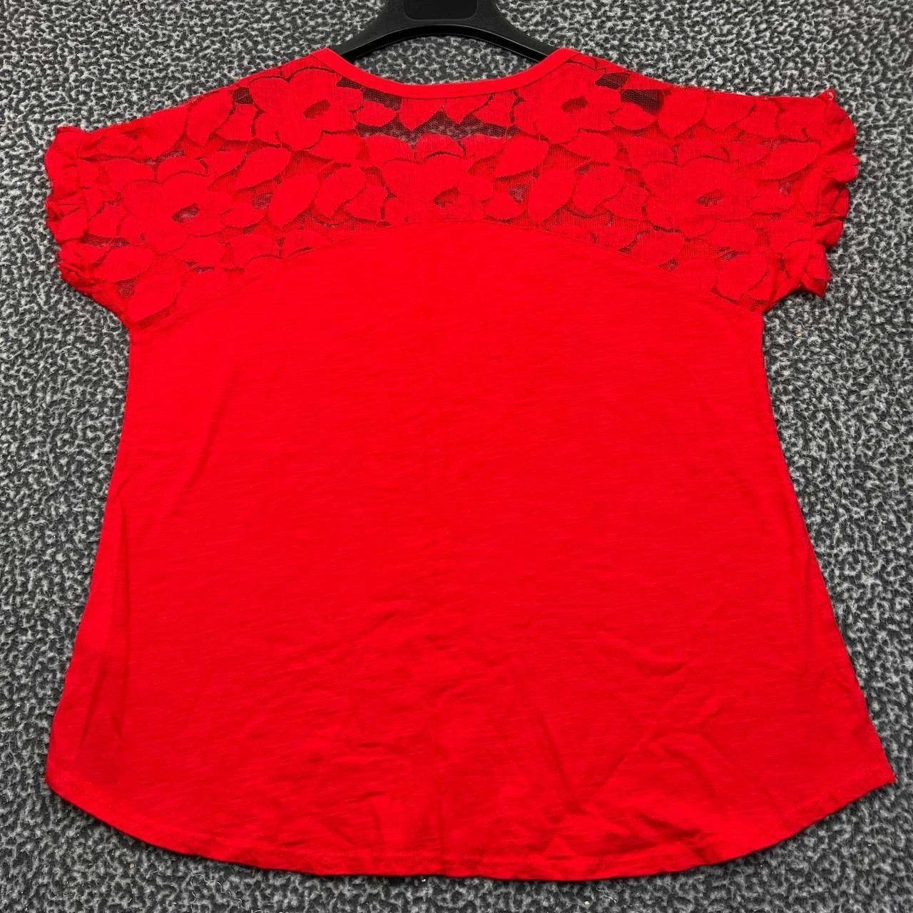 Other Suzanne Betro Blouse Women Red Floral Lace Cotton XL Size XL / US 12-14 / IT 48-50 - 2 Thumbnail