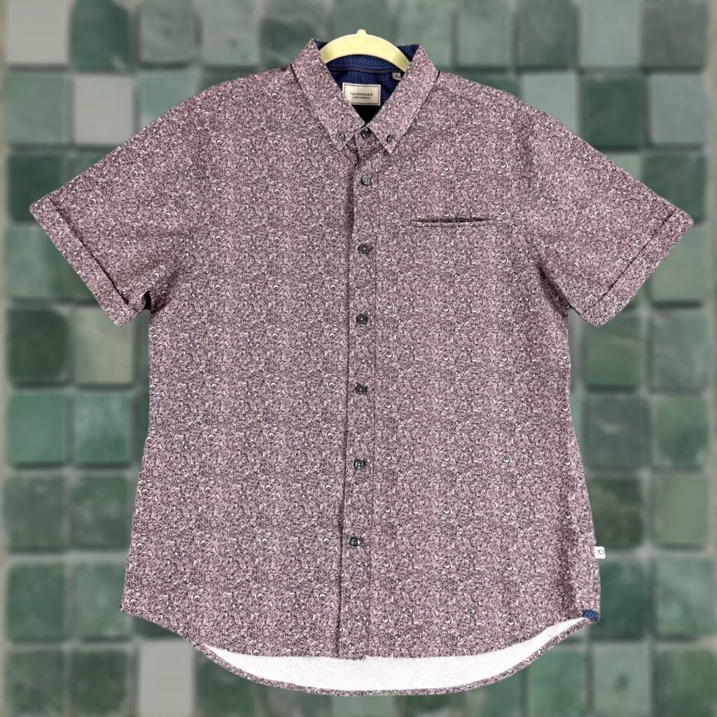 Vintage 7Diamonds Button-Down Shirt Men M Purple Floral At First Sight 4-Way Stretch Regular Size US M / EU 48-50 / 2 - 1 Thumbnail
