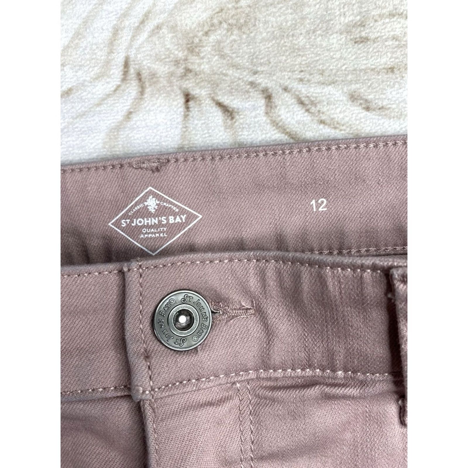Vintage St. John's Bay Jeans Womens 12 Skinny Mid Rise Pink Stretch Denim 5-Pocket Regular Replaceable? (Note: Repaired) Size 34" / US 12 / IT 48 - 4 Thumbnail
